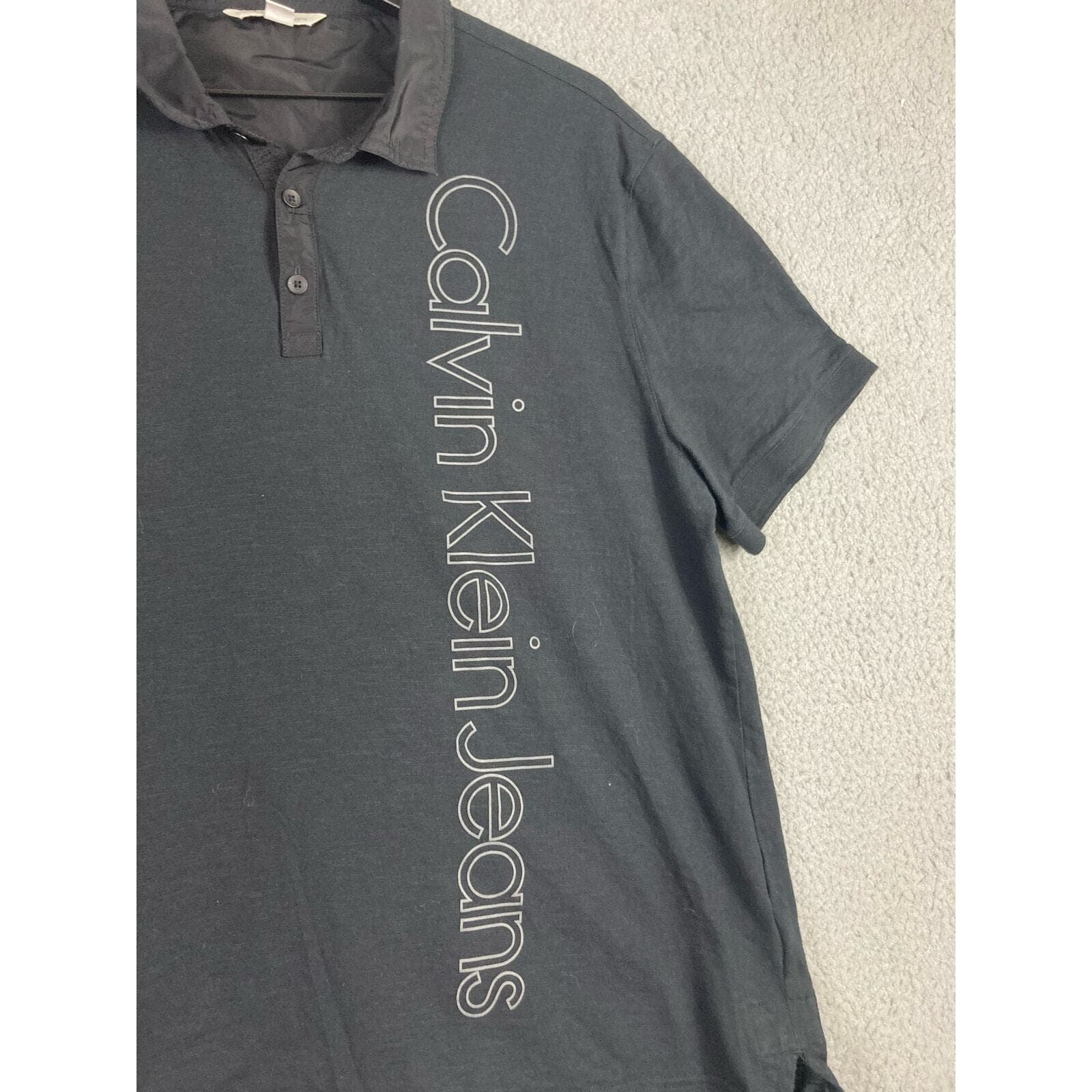 Calvin Klein Jeans Polo Shirt Men's XL Gray Classic Casual Fashion Cotton Top - Thumbnail 7