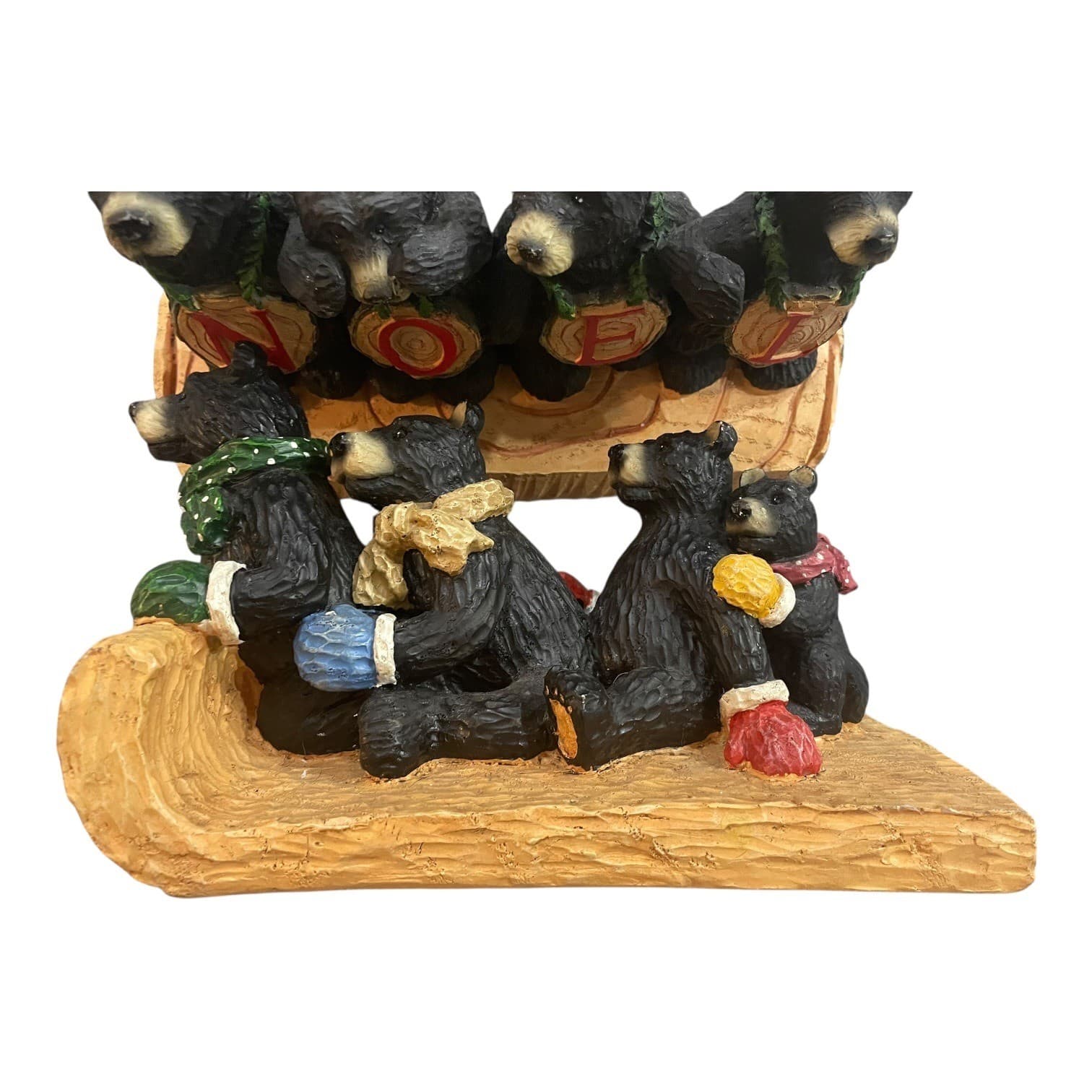 Black Bear Christmas Figurine Set NOEL Sledding Cabin Lodge Decor Resin - Thumbnail 5