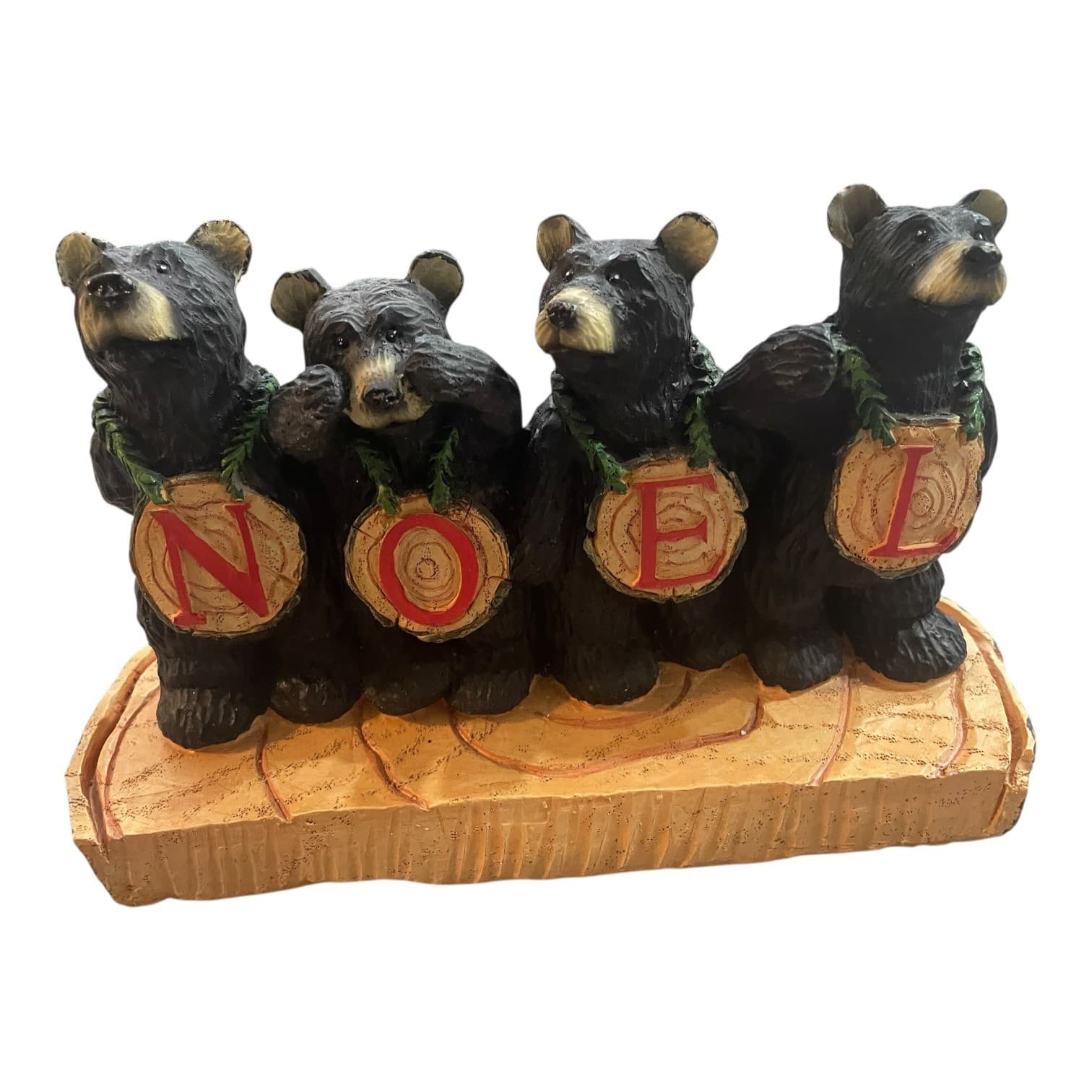 Black Bear Christmas Figurine Set NOEL Sledding Cabin Lodge Decor Resin - Thumbnail 6