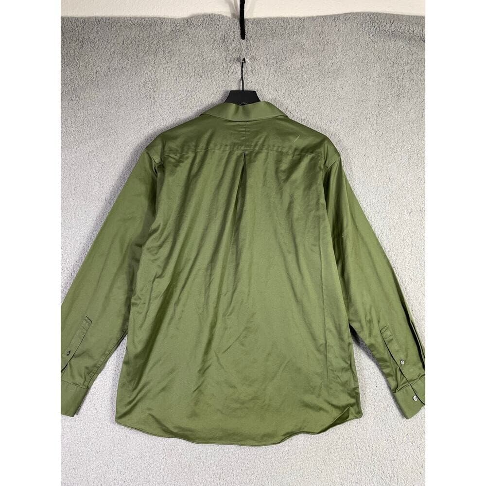 Murano Men's 17/35 XL Large Olive Green Liquid Cotton Long Sleeve Button Shirt - Thumbnail 10