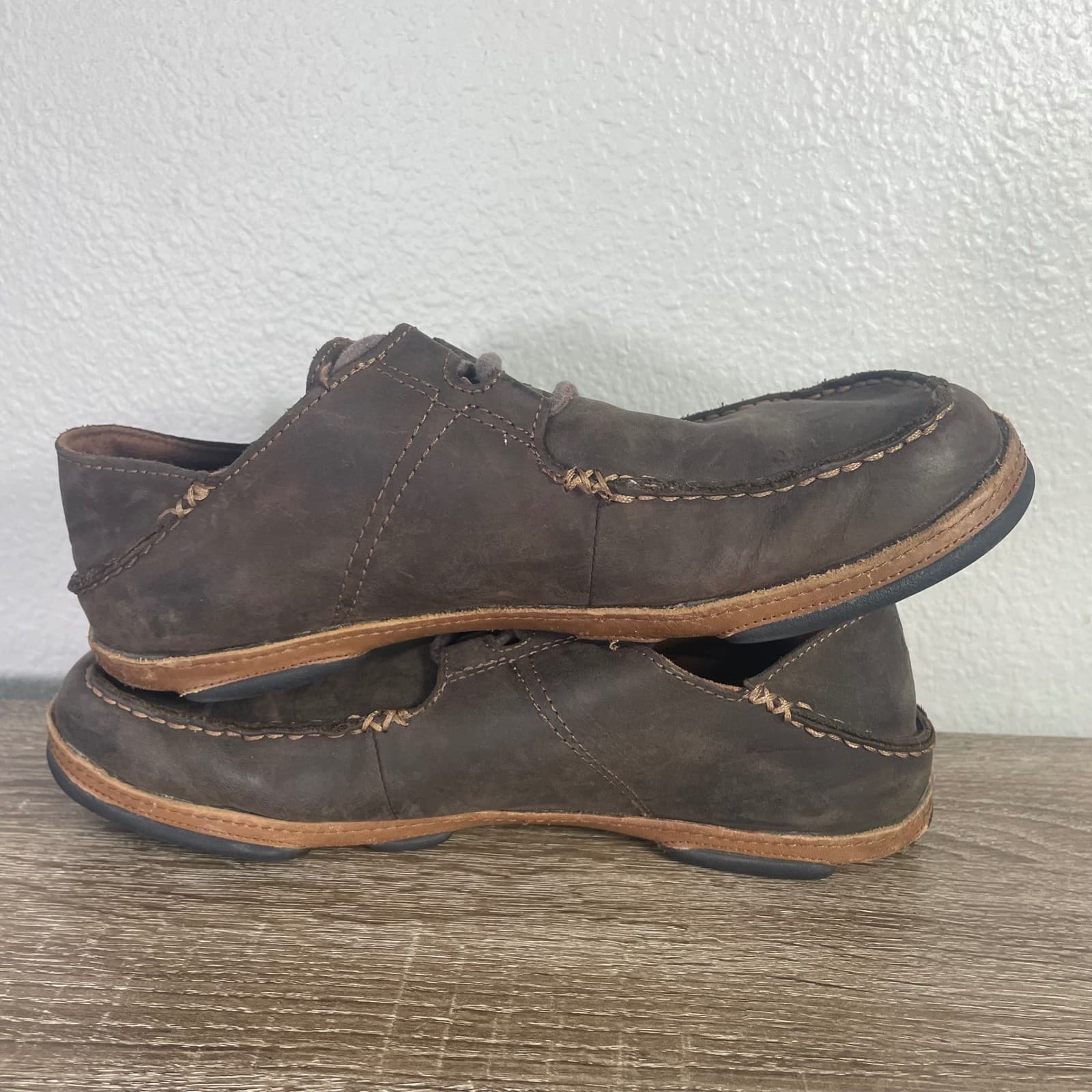 Olukai Ohana Lace-Up Nubuck Mens Brown Leather Shoes 10171-6333 Size 9.5 - Thumbnail 11