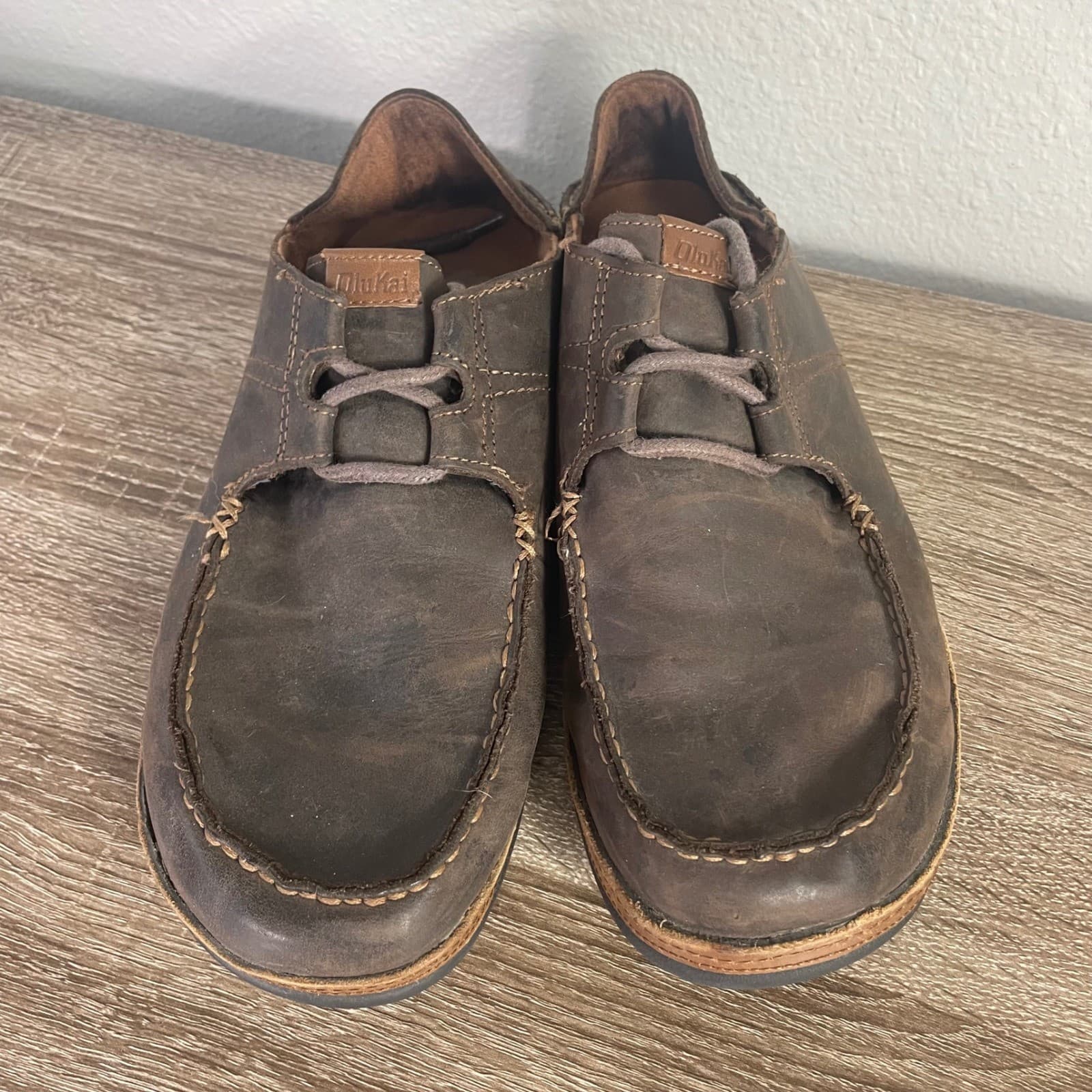 Olukai Ohana Lace-Up Nubuck Mens Brown Leather Shoes 10171-6333 Size 9.5 - Thumbnail 10