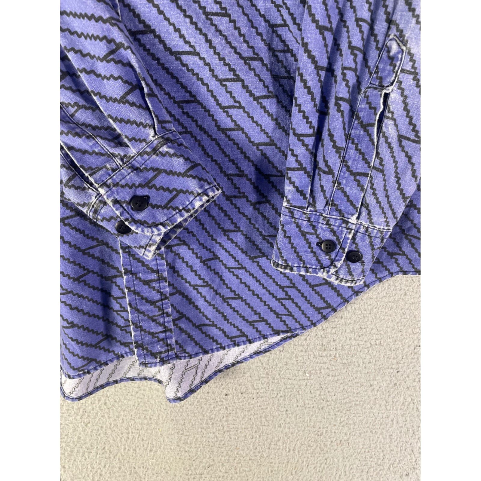 Vintage Western Plains Shirt Mens L Southwestern Aztec Cotton Button Up 90s Blue - Thumbnail 8