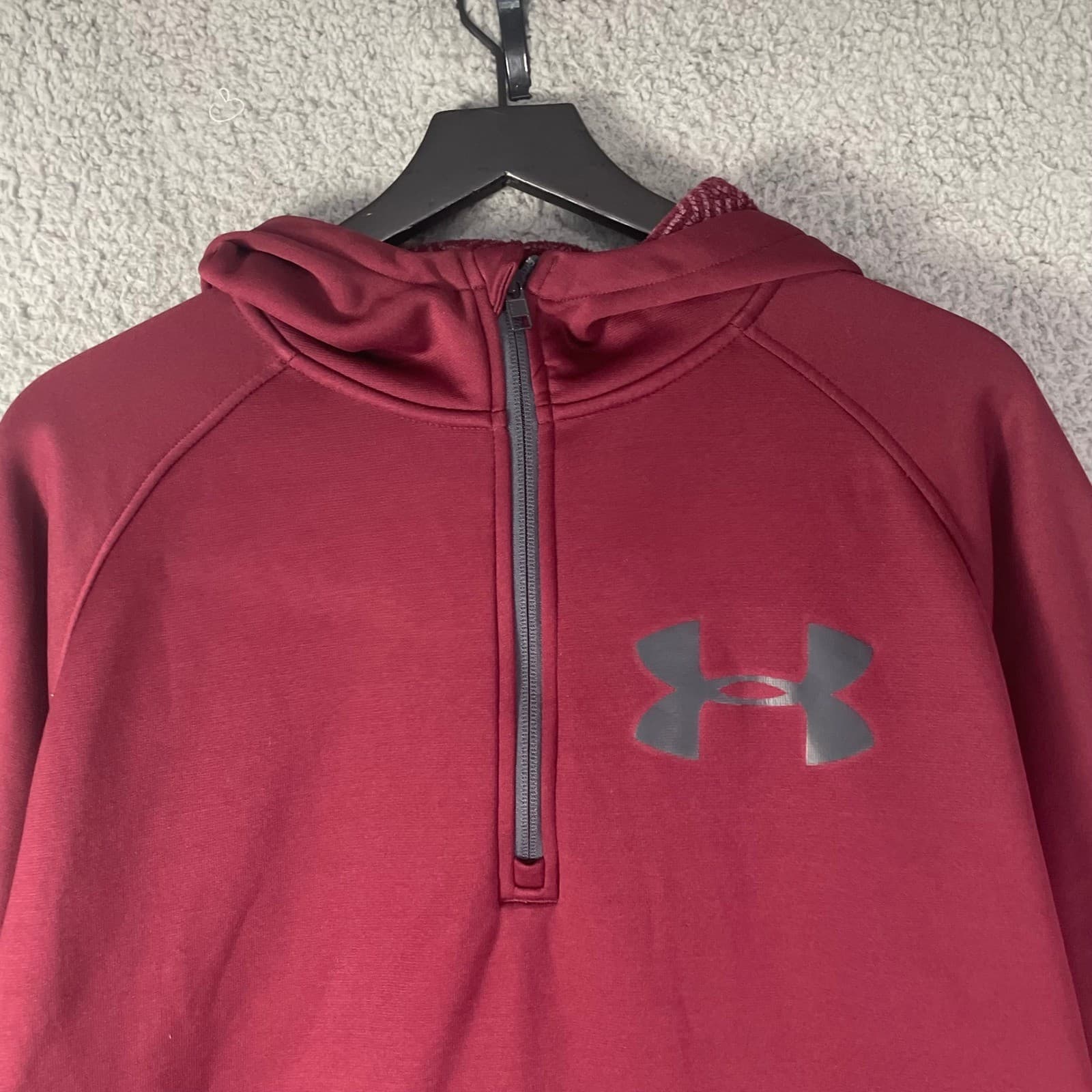 Under Armour Storm ColdGear Infrared Hoodie Mens Large Burgundy 1/4 Zip Loose - Thumbnail 8