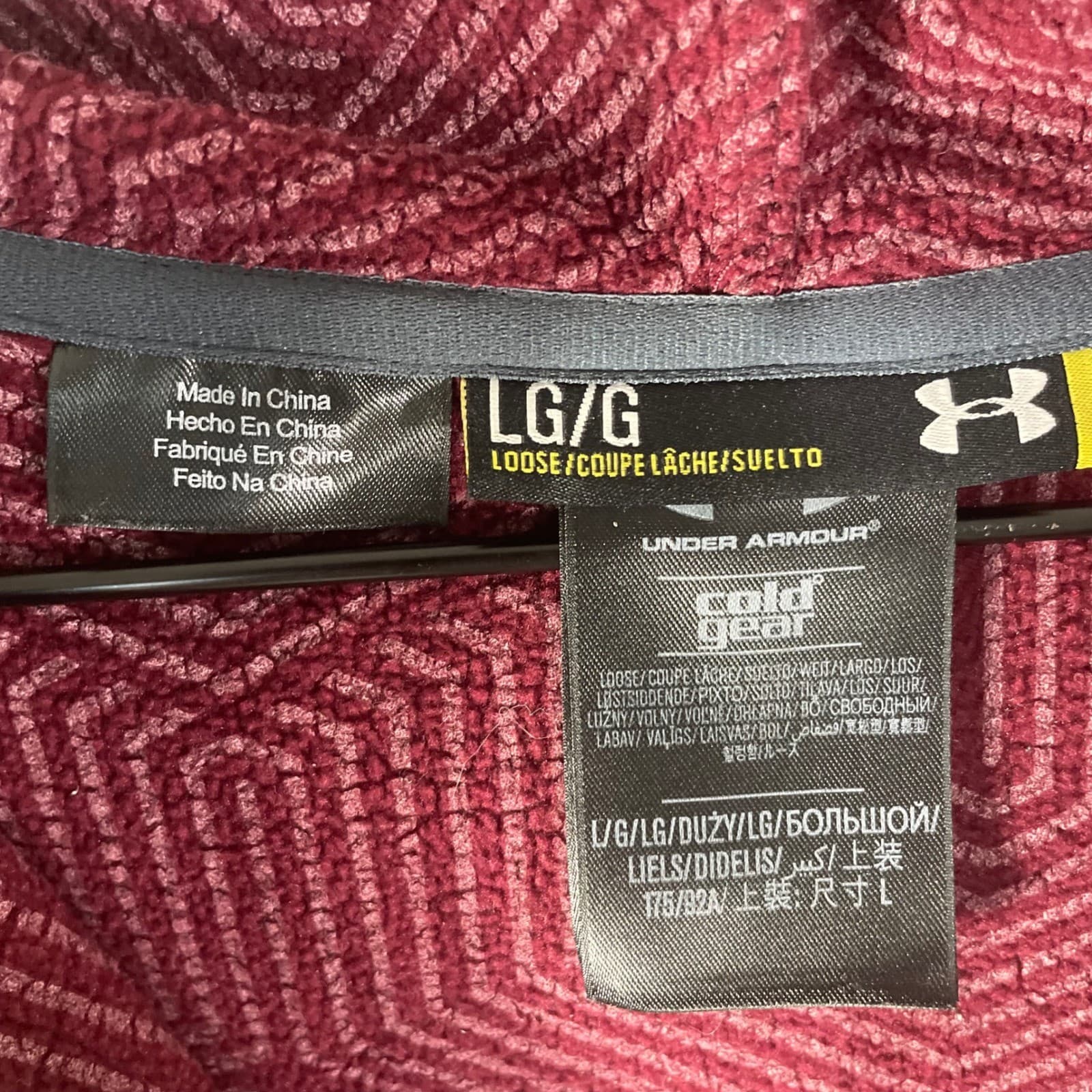 Under Armour Storm ColdGear Infrared Hoodie Mens Large Burgundy 1/4 Zip Loose - Thumbnail 5