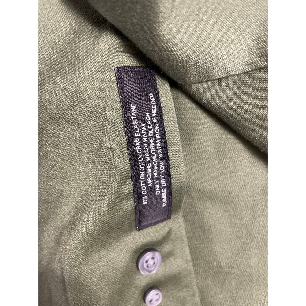 Murano Men's 17/35 XL Large Olive Green Liquid Cotton Long Sleeve Button Shirt - Thumbnail 5
