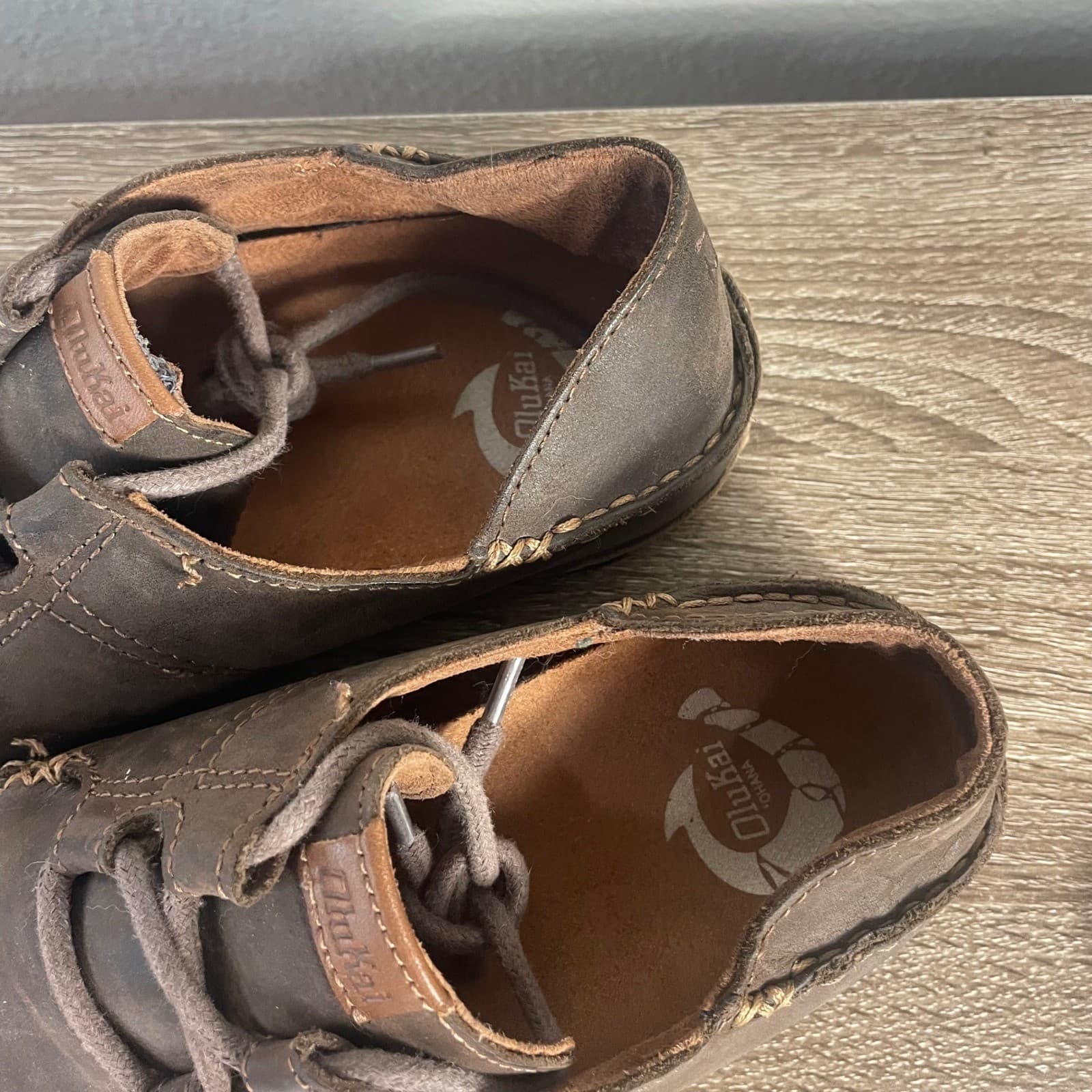 Olukai Ohana Lace-Up Nubuck Mens Brown Leather Shoes 10171-6333 Size 9.5 - Thumbnail 7