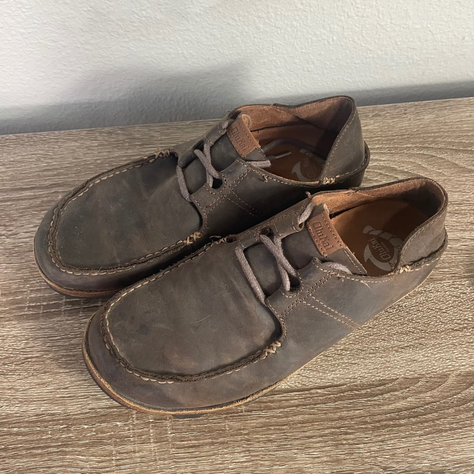 Olukai Ohana Lace-Up Nubuck Mens Brown Leather Shoes 10171-6333 Size 9.5 - Thumbnail 6