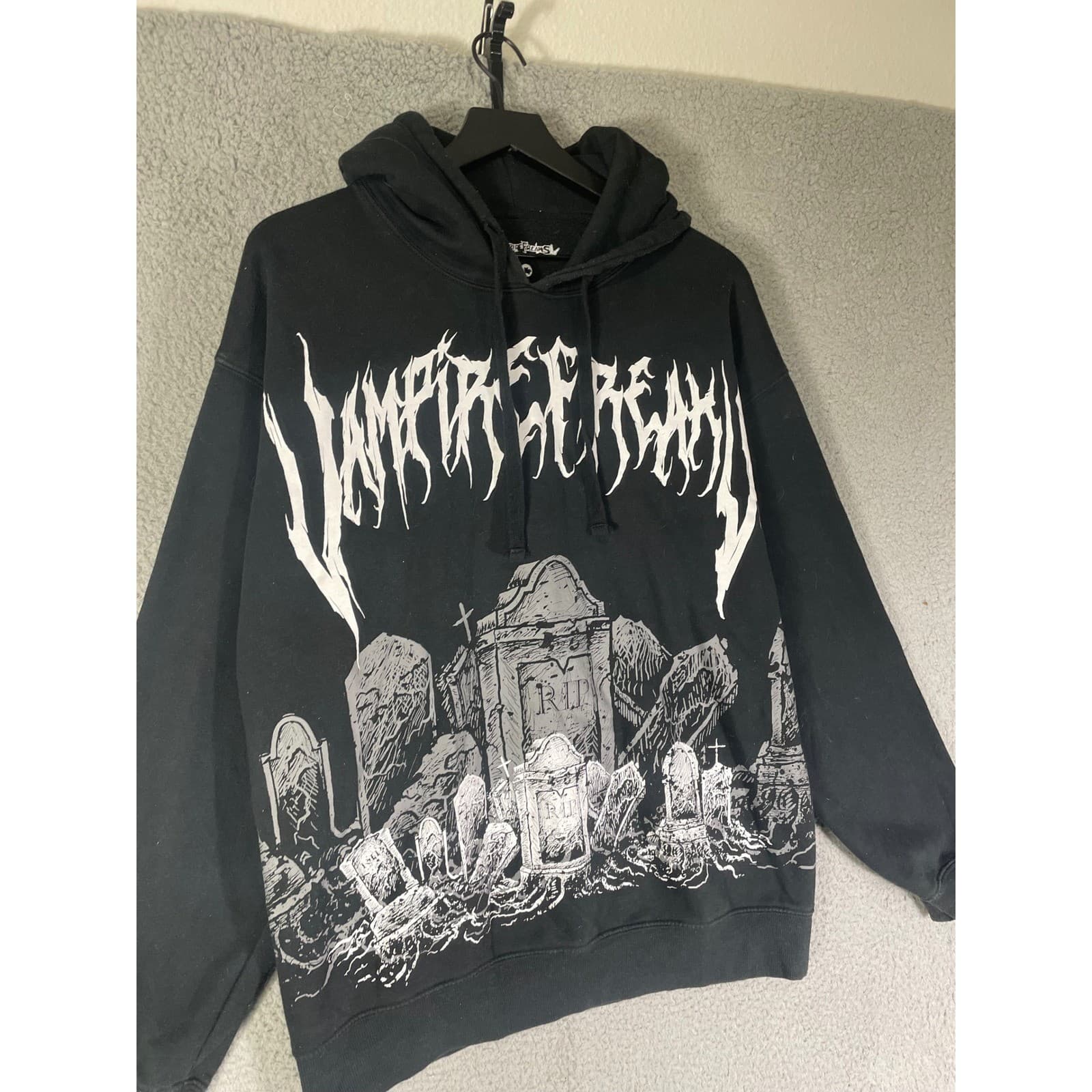 VampireFreaks Graveyard Hoodie Mens M Black Goth Cemetery Graphic Pullover Emo - Thumbnail 6