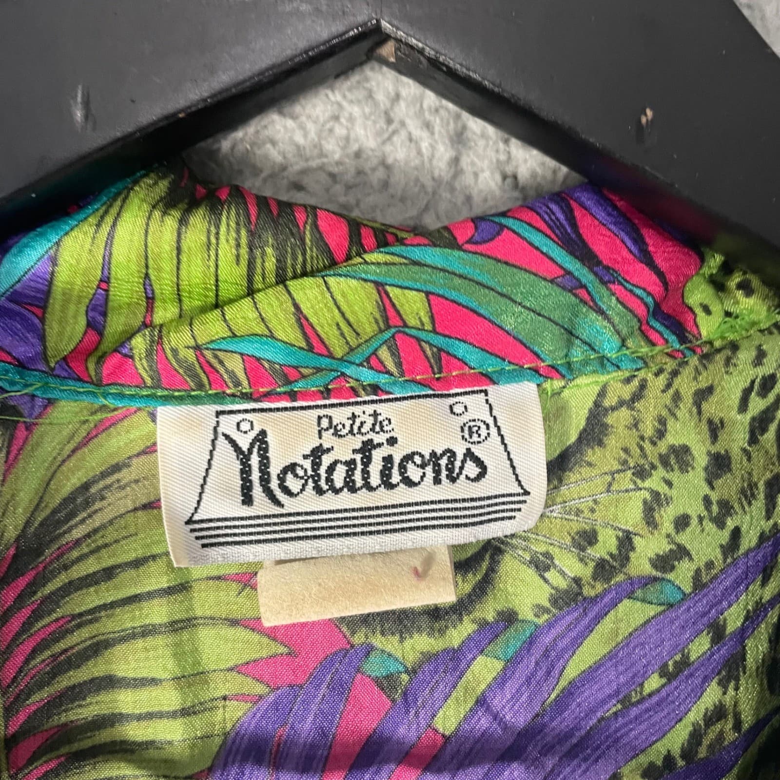 Vintage Petite Notations Tropical Blouse Womens 8P Leopard Jungle Button Shirt S - Thumbnail 4