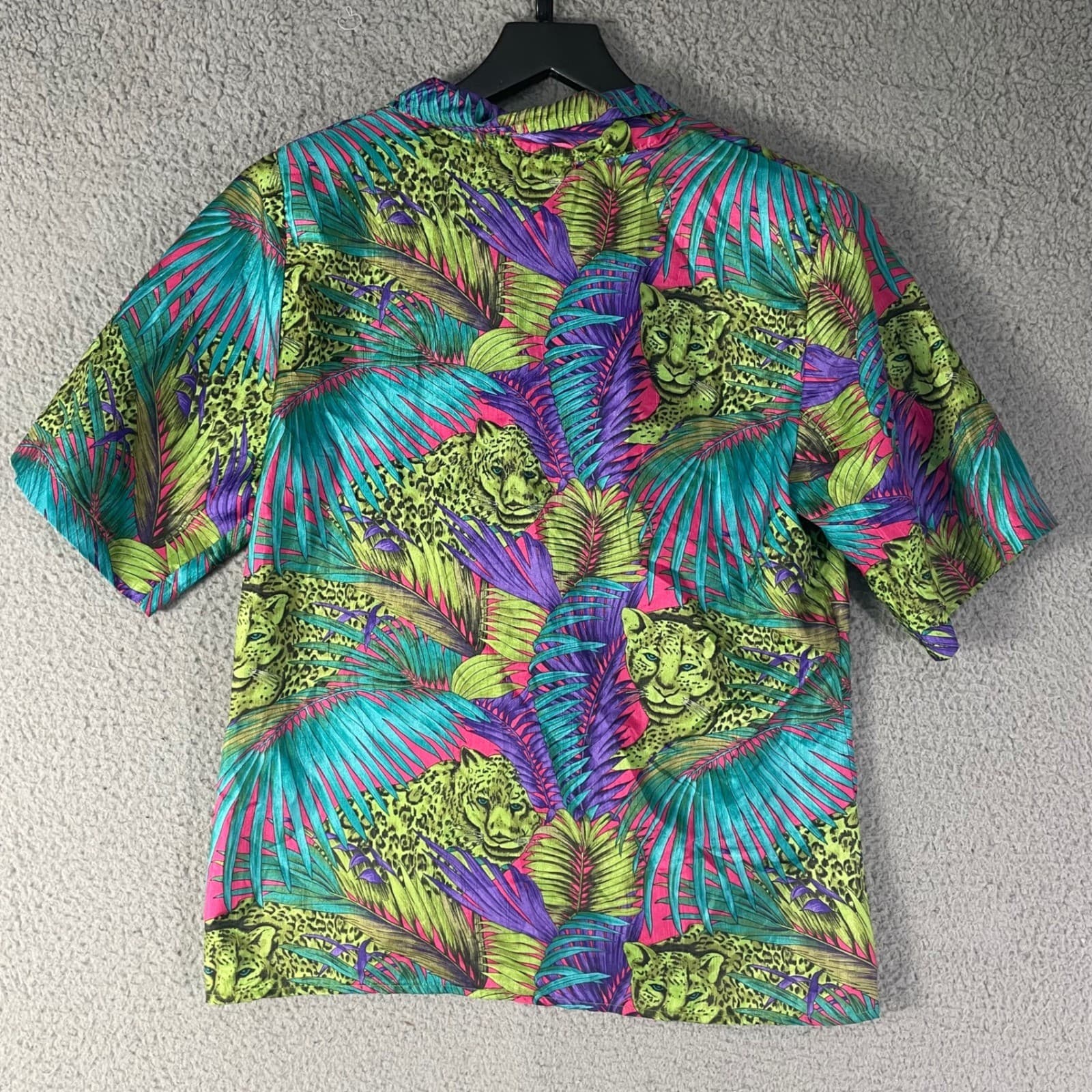 Vintage Petite Notations Tropical Blouse Womens 8P Leopard Jungle Button Shirt S - Thumbnail 8