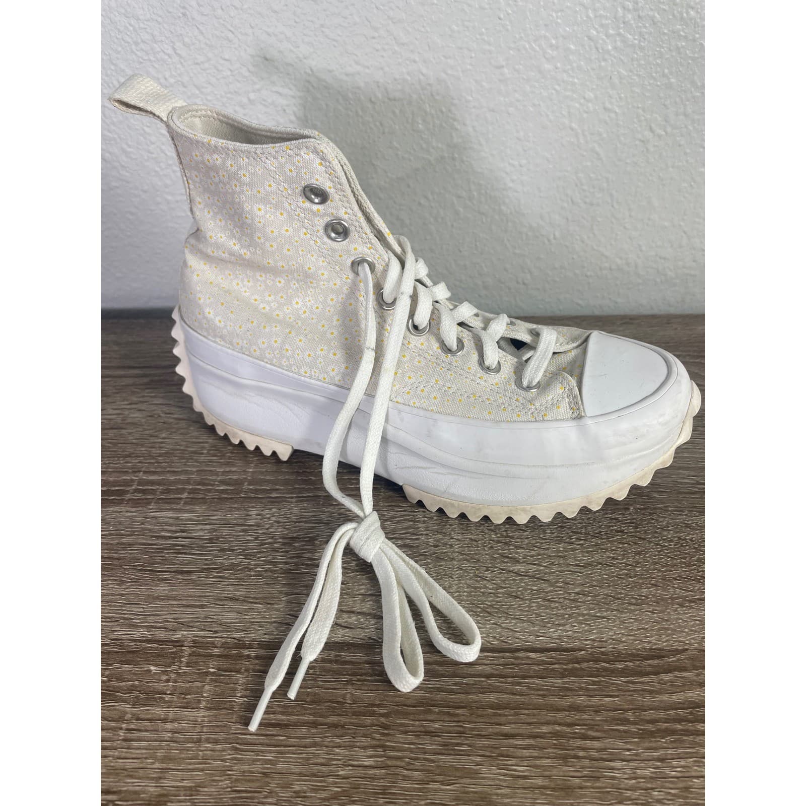 Converse Run Star Hike Hi Daisy White Yellow Womens 8.5 Mens 7 Sneakers A03340C - Thumbnail 5