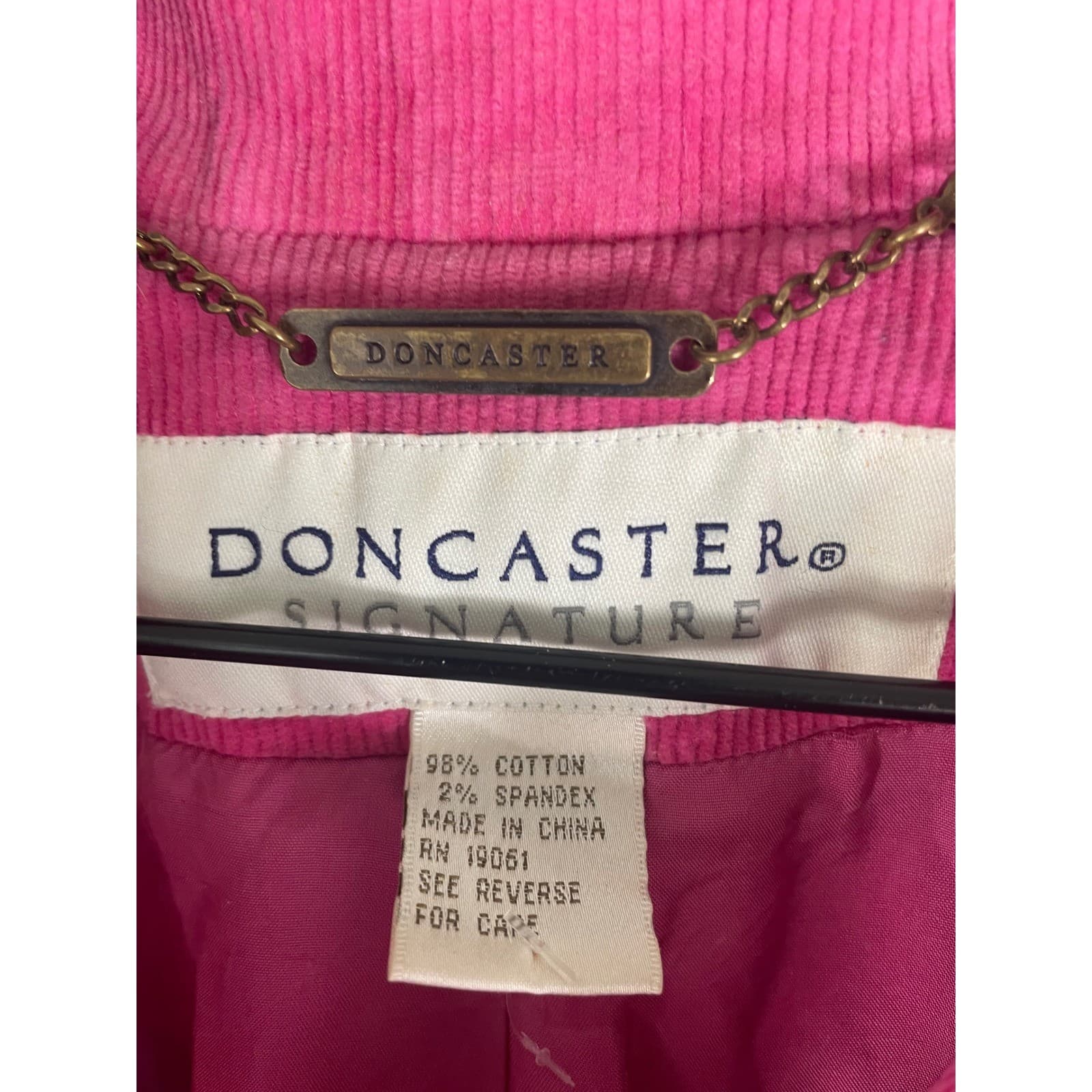 Vintage Doncaster Pink Corduroy Blazer Jacket M Gold Button Cropped - Thumbnail 3