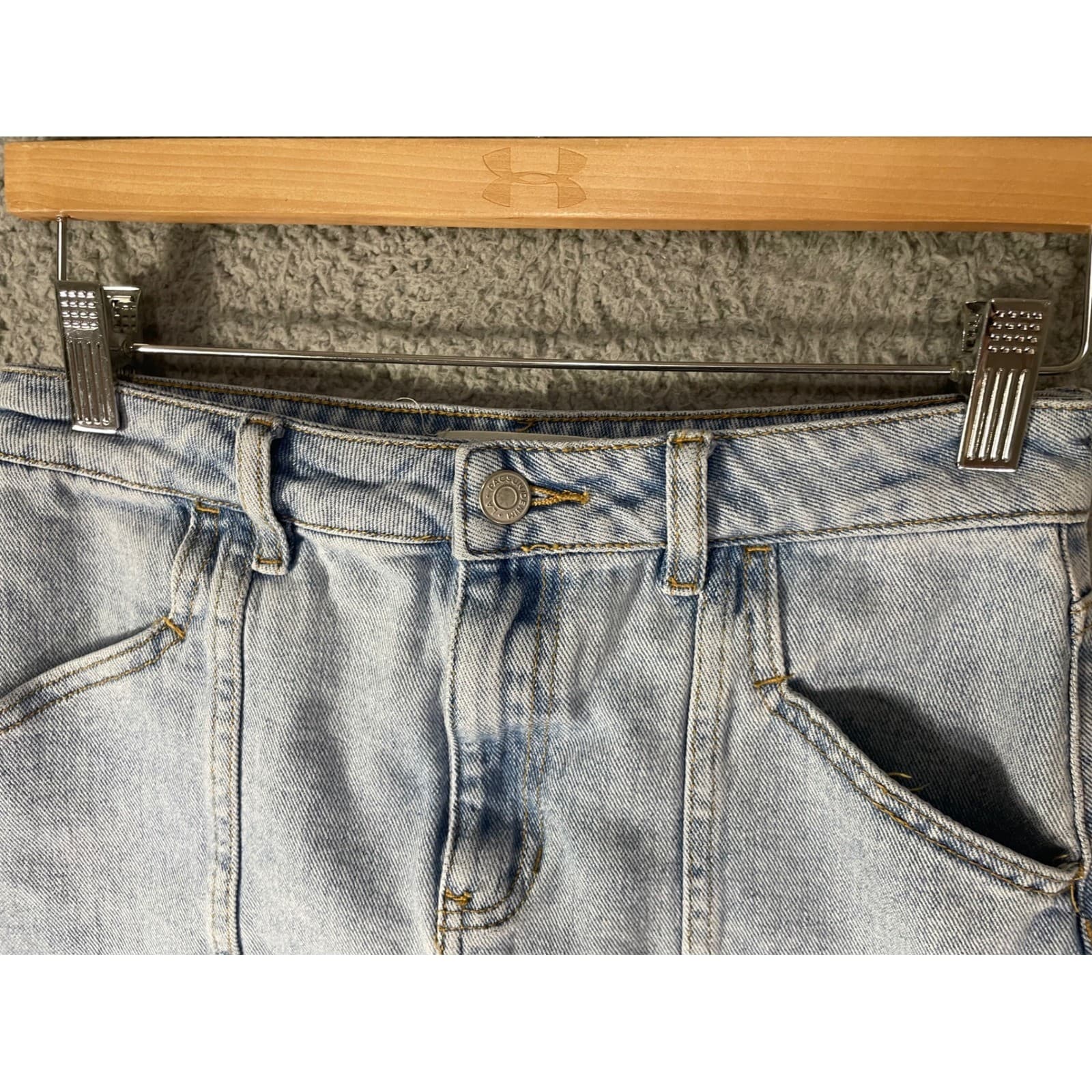PacSun Denim Mini Skirt Womens 26 Light Wash High Rise Casual Y2K Summer - Thumbnail 9