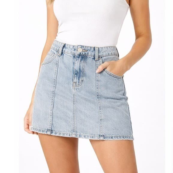 PacSun Denim Mini Skirt Womens 26 Light Wash High Rise Casual Y2K Summer - Thumbnail 3