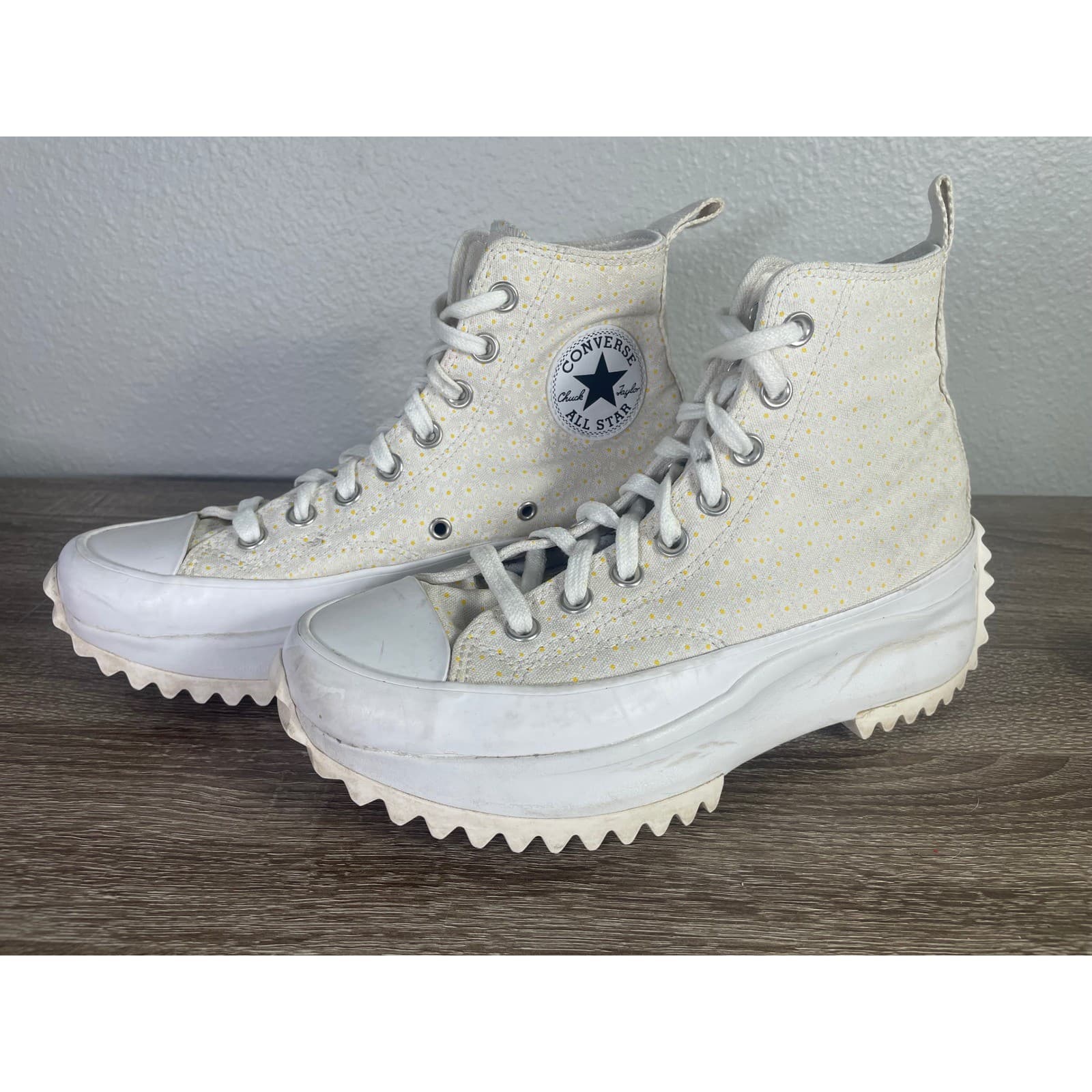 Converse Run Star Hike Hi Daisy White Yellow Womens 8.5 Mens 7 Sneakers A03340C - Thumbnail 10