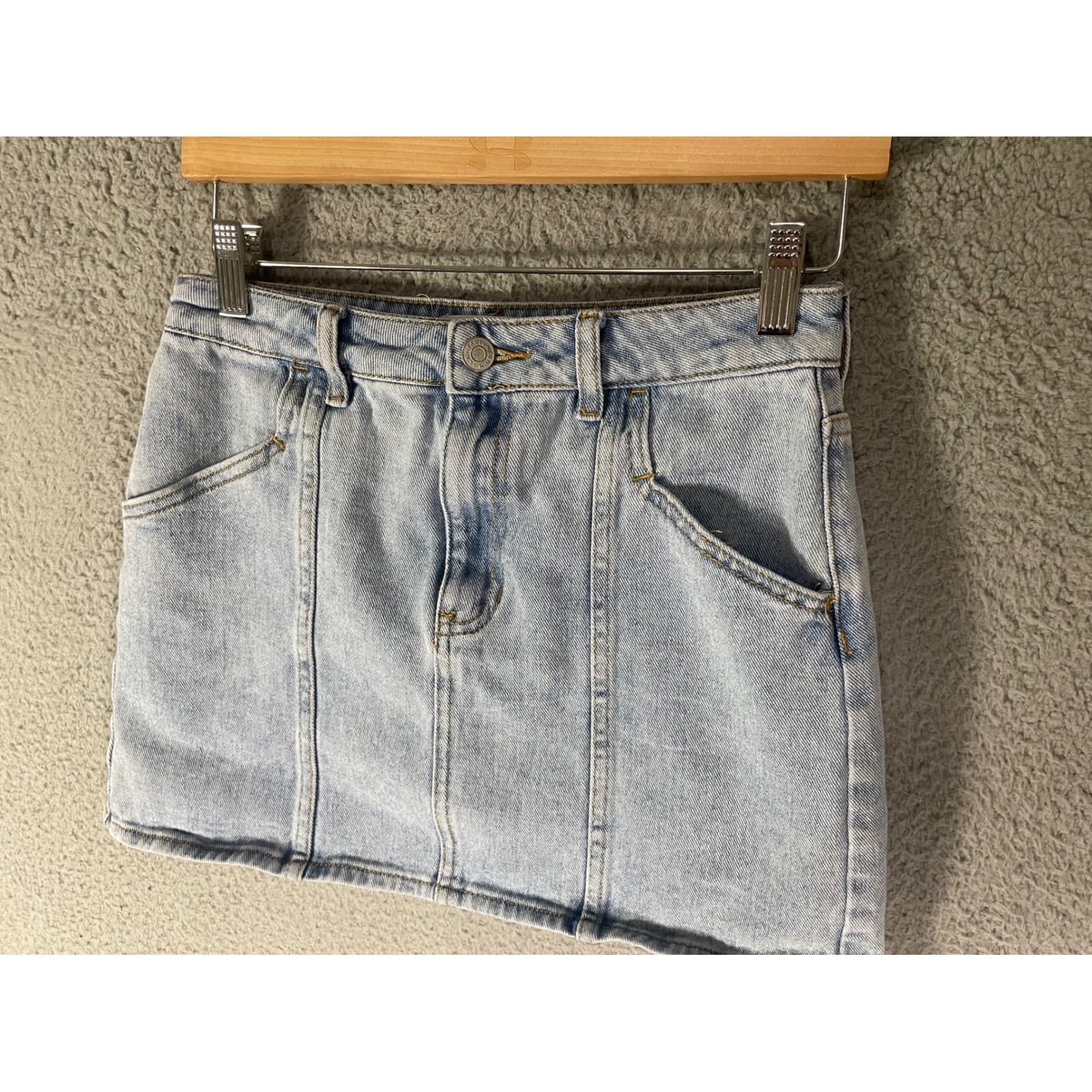 PacSun Denim Mini Skirt Womens 26 Light Wash High Rise Casual Y2K Summer - Thumbnail 8