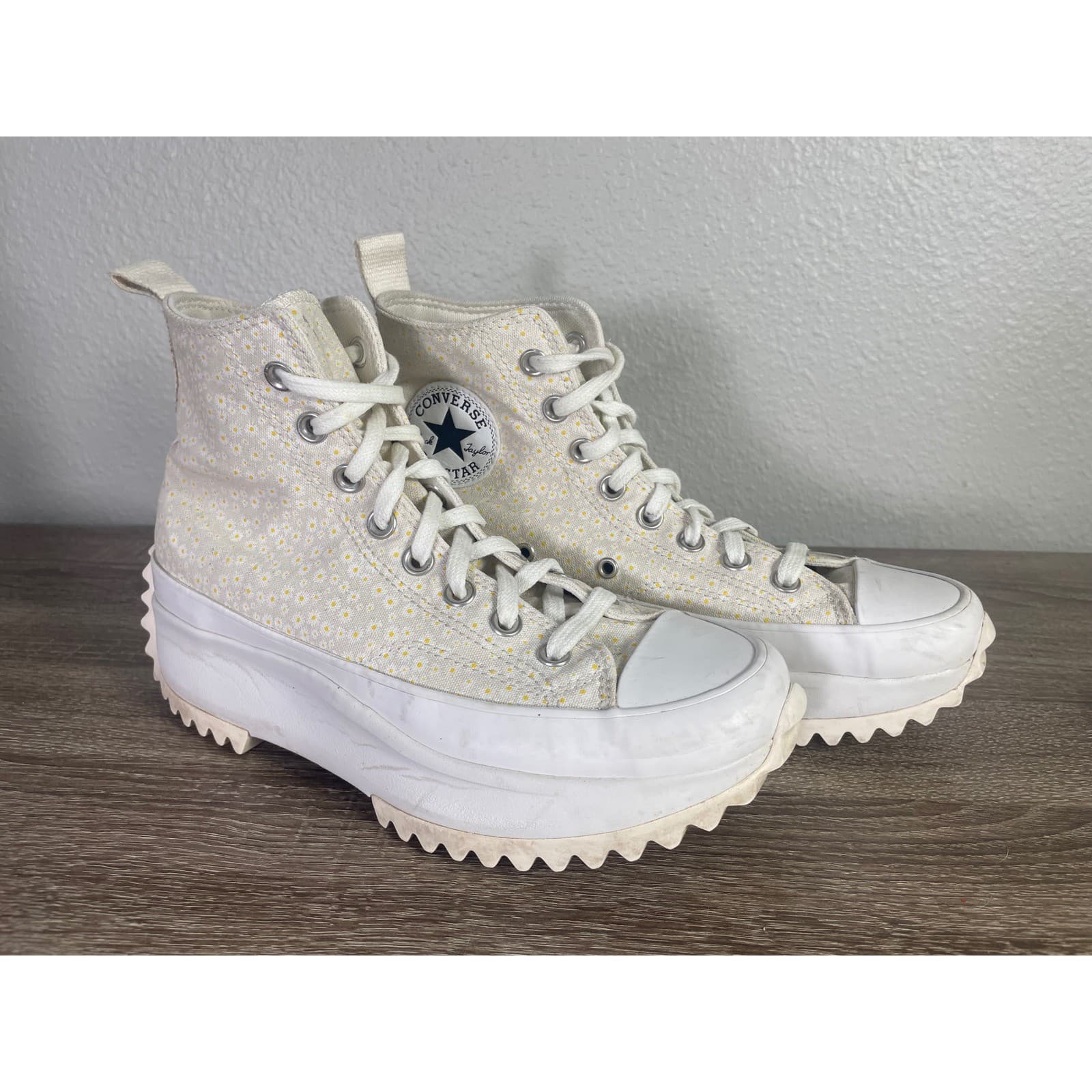 Converse Run Star Hike Hi Daisy White Yellow Womens 8.5 Mens 7 Sneakers A03340C - Thumbnail 6