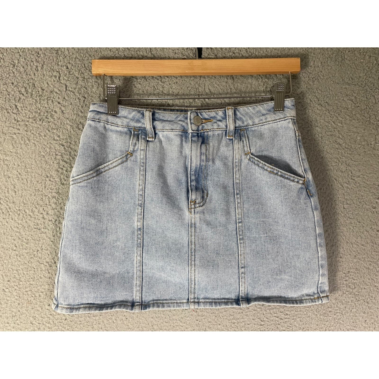 PacSun Denim Mini Skirt Womens 26 Light Wash High Rise Casual Y2K Summer - Thumbnail 2