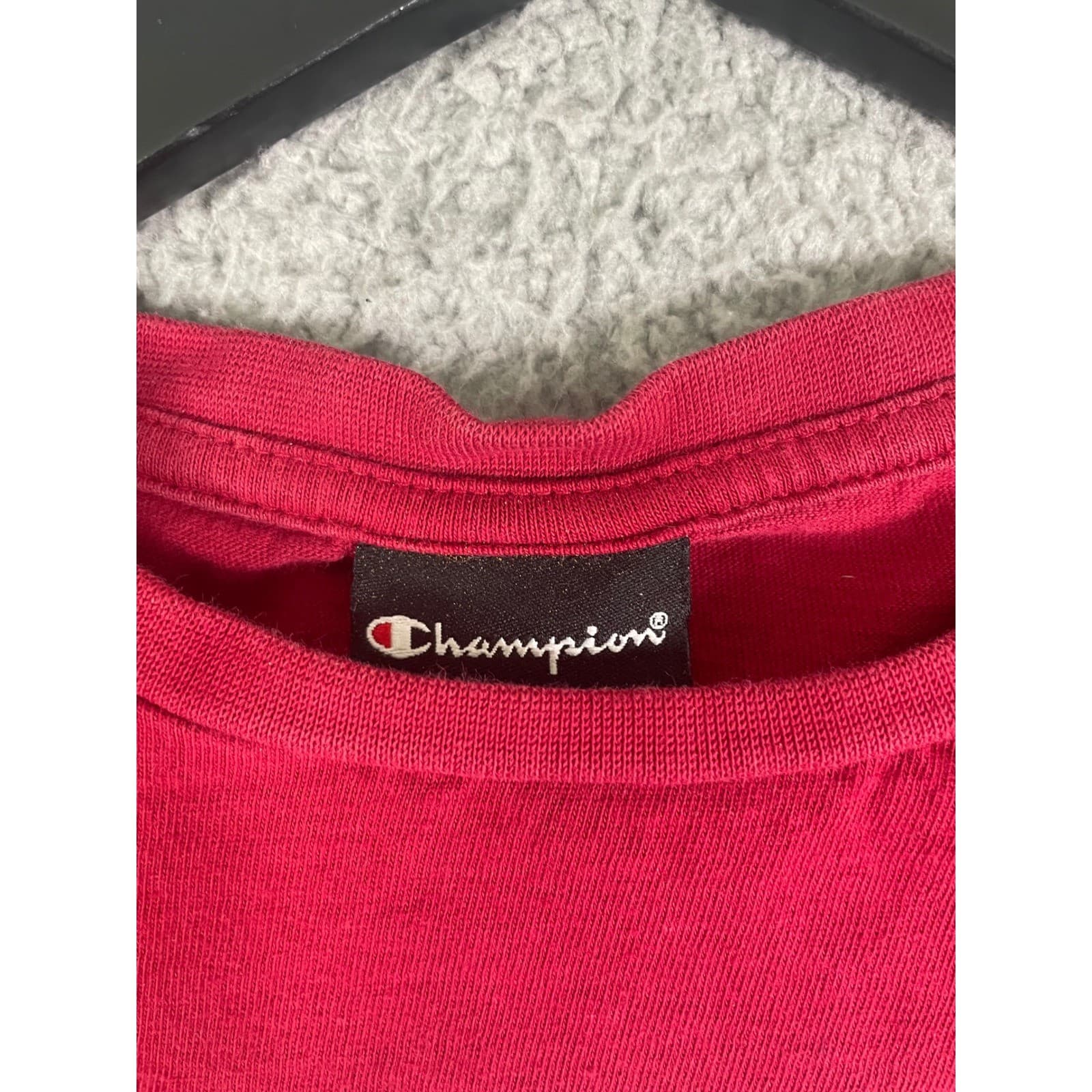 Champion Huntingdon College Red Cropped T Shirt Small S Raw Hem Graphic - Thumbnail 3