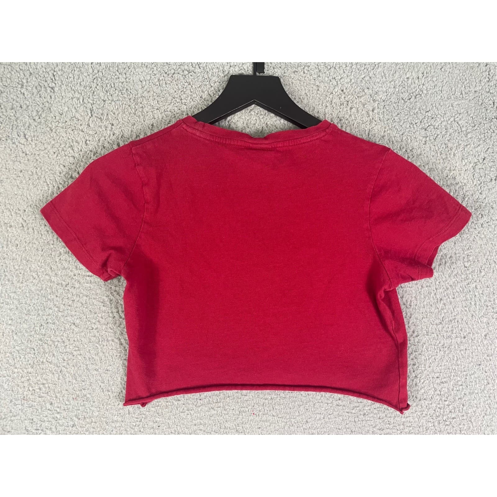 Champion Huntingdon College Red Cropped T Shirt Small S Raw Hem Graphic - Thumbnail 6