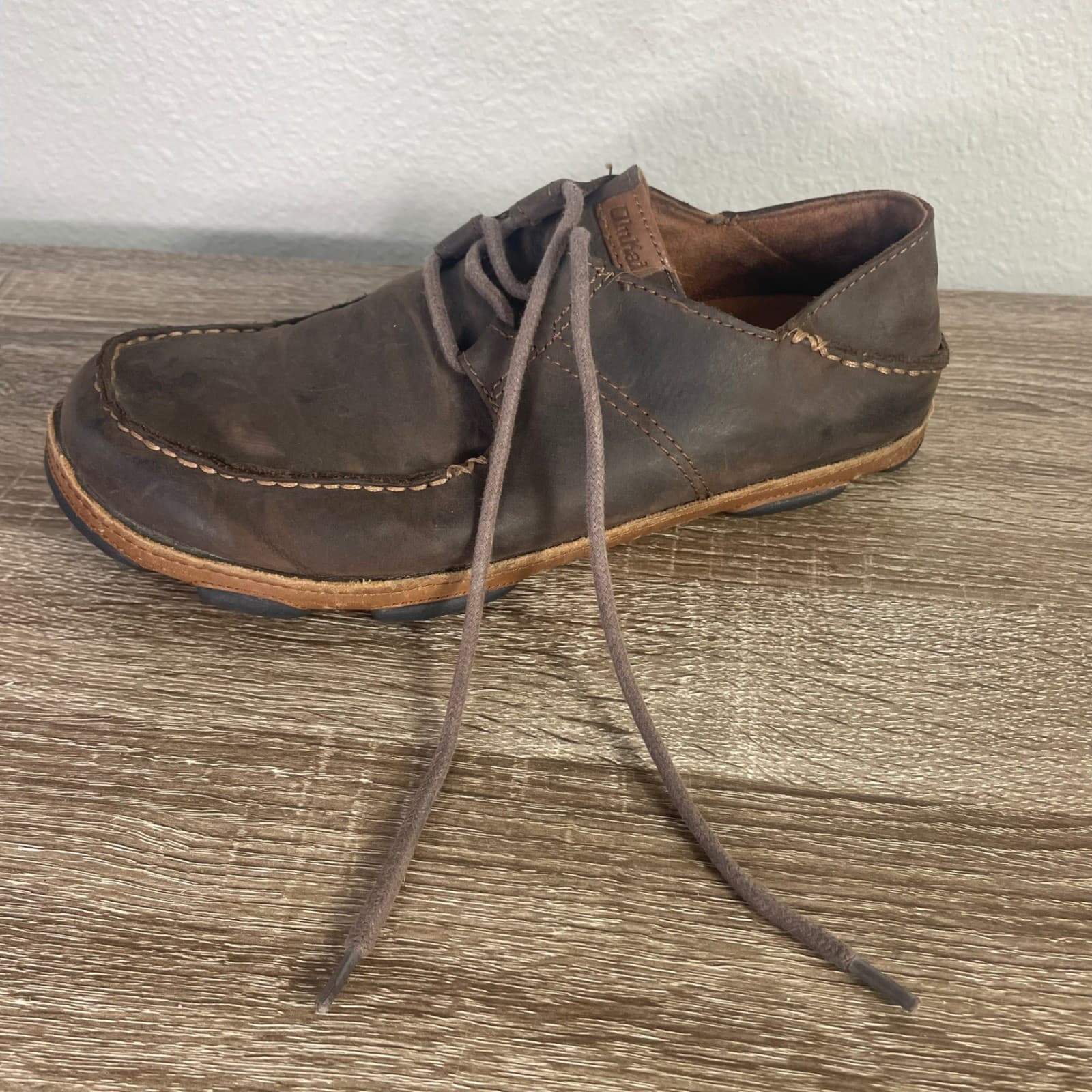 Olukai Ohana Lace-Up Nubuck Mens Brown Leather Shoes 10171-6333 Size 9.5 - Thumbnail 4