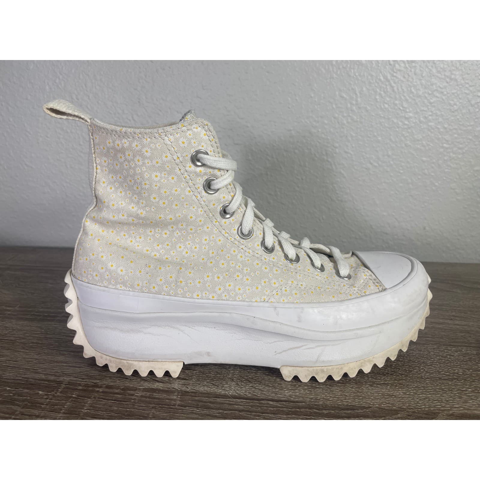 Converse Run Star Hike Hi Daisy White Yellow Womens 8.5 Mens 7 Sneakers A03340C - Thumbnail 4