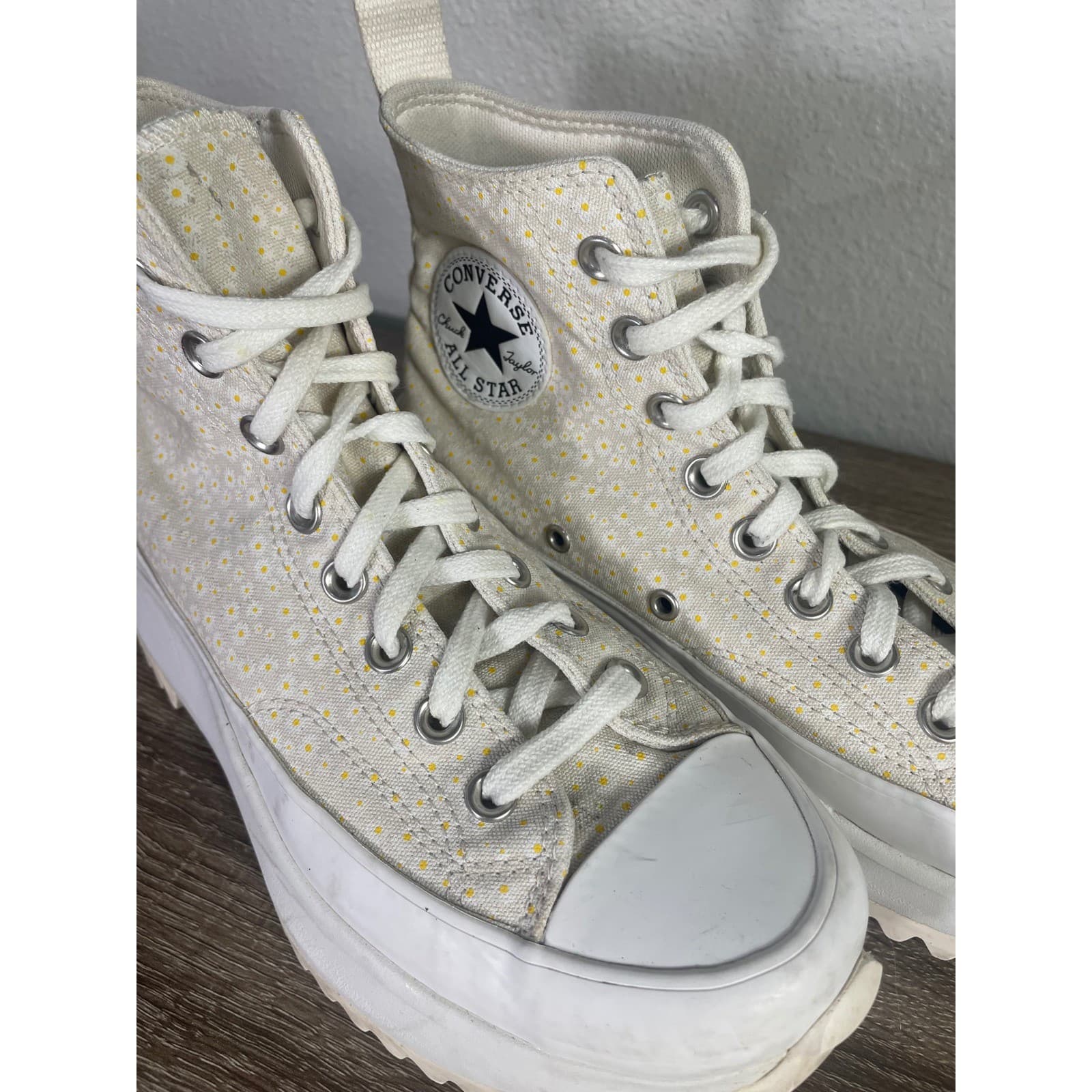 Converse Run Star Hike Hi Daisy White Yellow Womens 8.5 Mens 7 Sneakers A03340C - Thumbnail 11