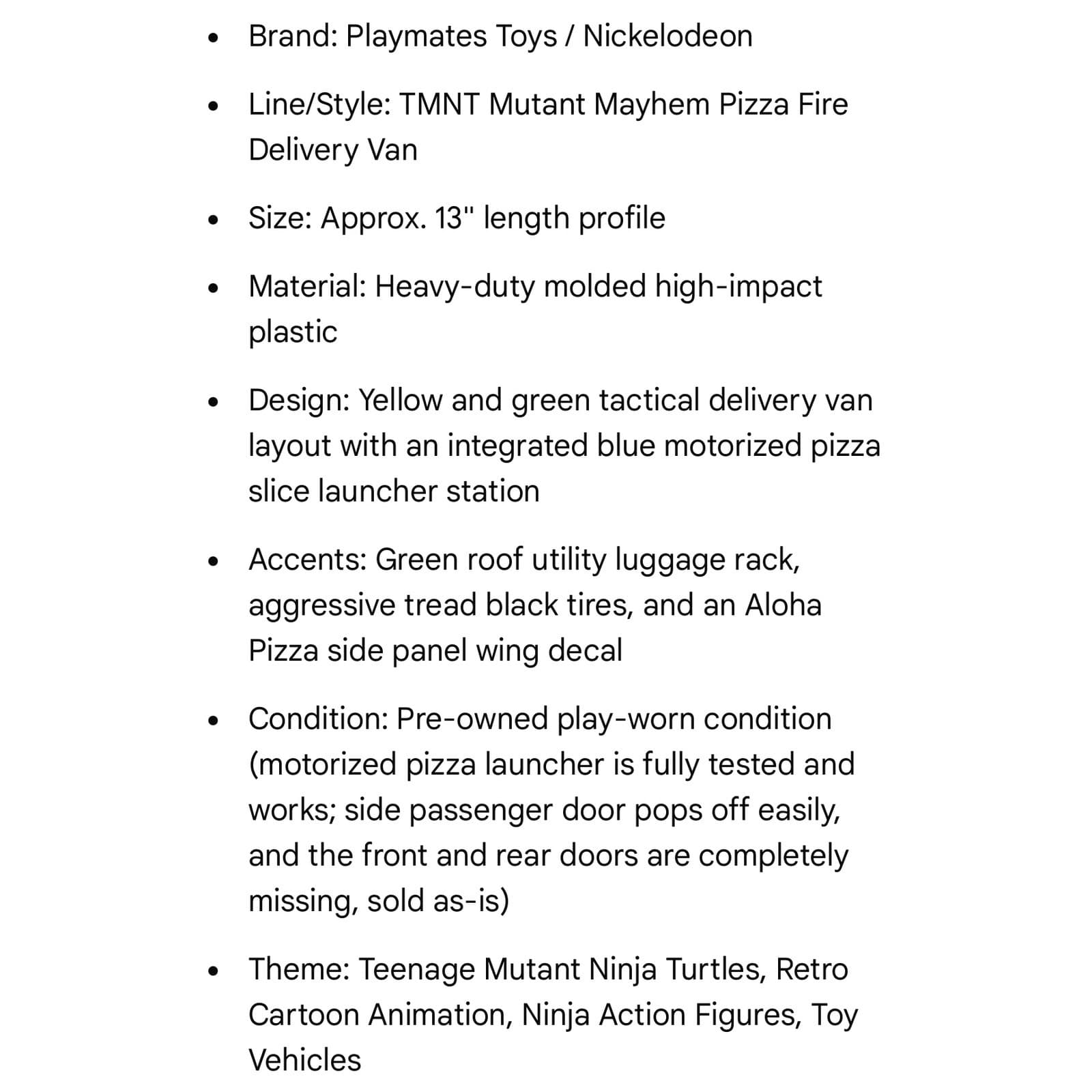 TMNT Mutant Mayhem Pizza Fire Van Playmates 2023 Ninja Turtles Vehicle - Thumbnail 3