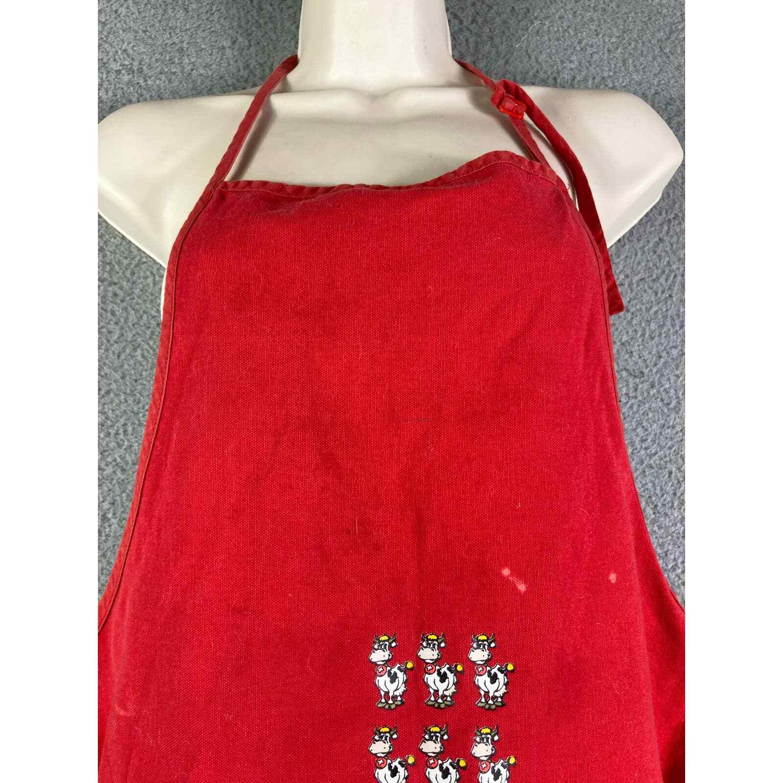 Swiss Apron Kitchen Vintage Hostess Red Sink Lace Geneve Cotfer Cook Cooking - Thumbnail 5