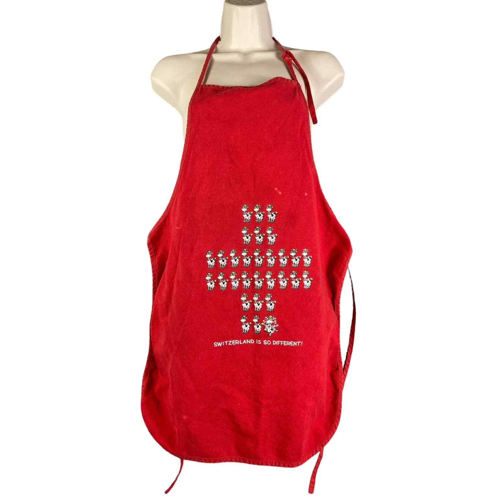 Swiss Apron Kitchen Vintage Hostess Red Sink Lace Geneve Cotfer Cook Cooking - Thumbnail 2