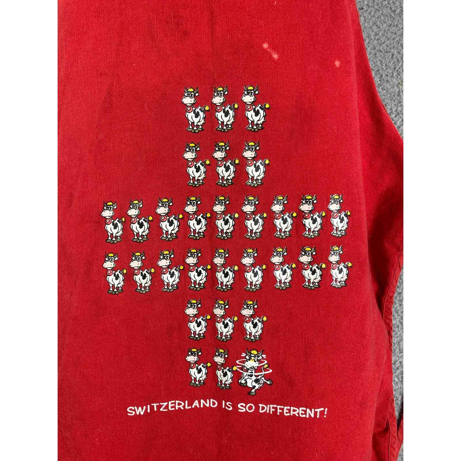 Swiss Apron Kitchen Vintage Hostess Red Sink Lace Geneve Cotfer Cook Cooking - Thumbnail 4