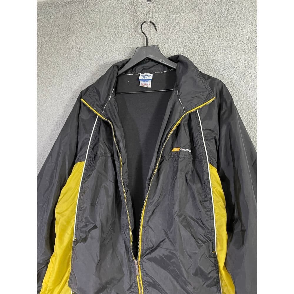 Vintage Reebok Black Yellow Full Zip Windbreaker Jacket L Nylon Sportswear Retro - Thumbnail 10