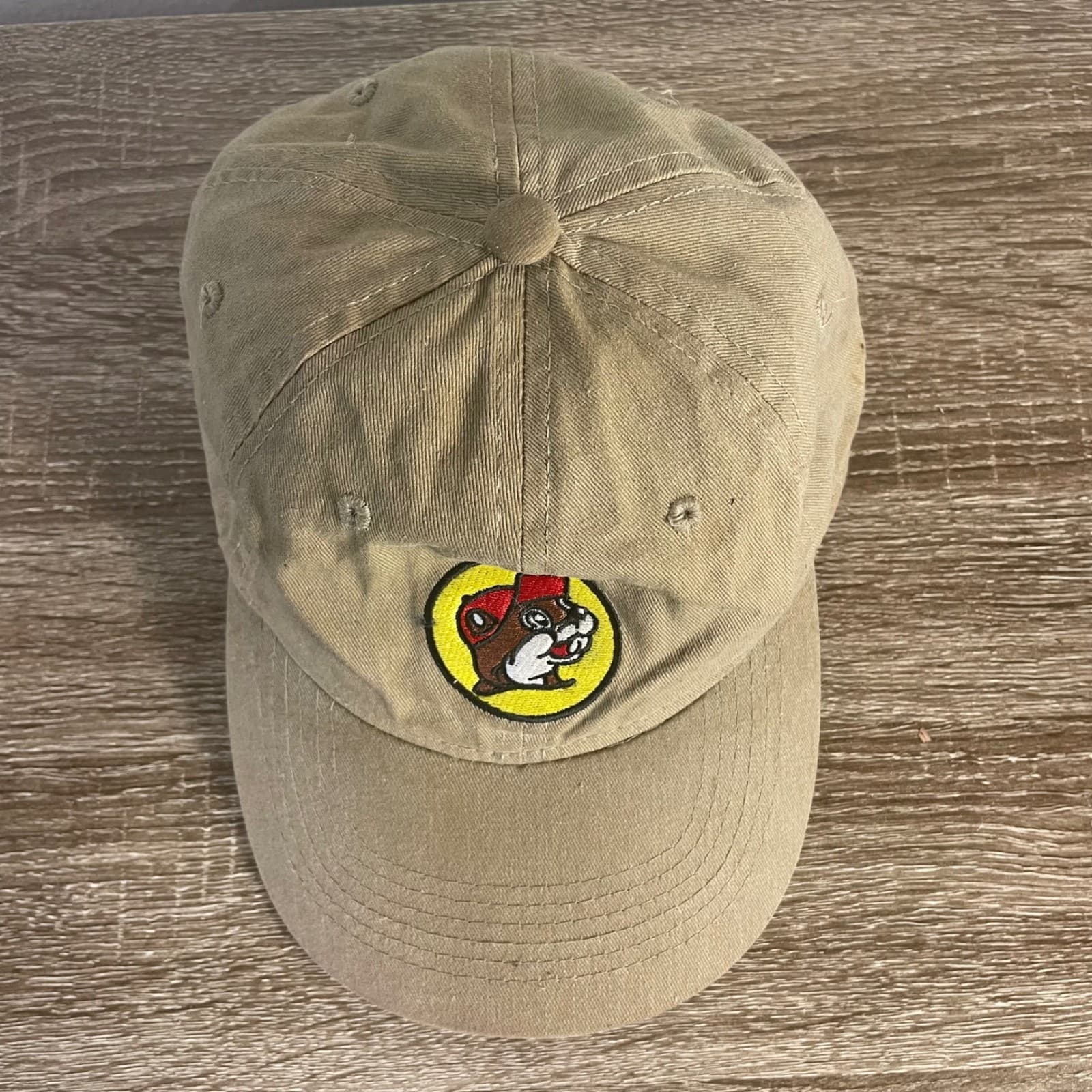 Buc-ees Beaver Logo Khaki Tan Adjustable Dad Hat Mens Baseball Cap Cotton Twill - Thumbnail 3
