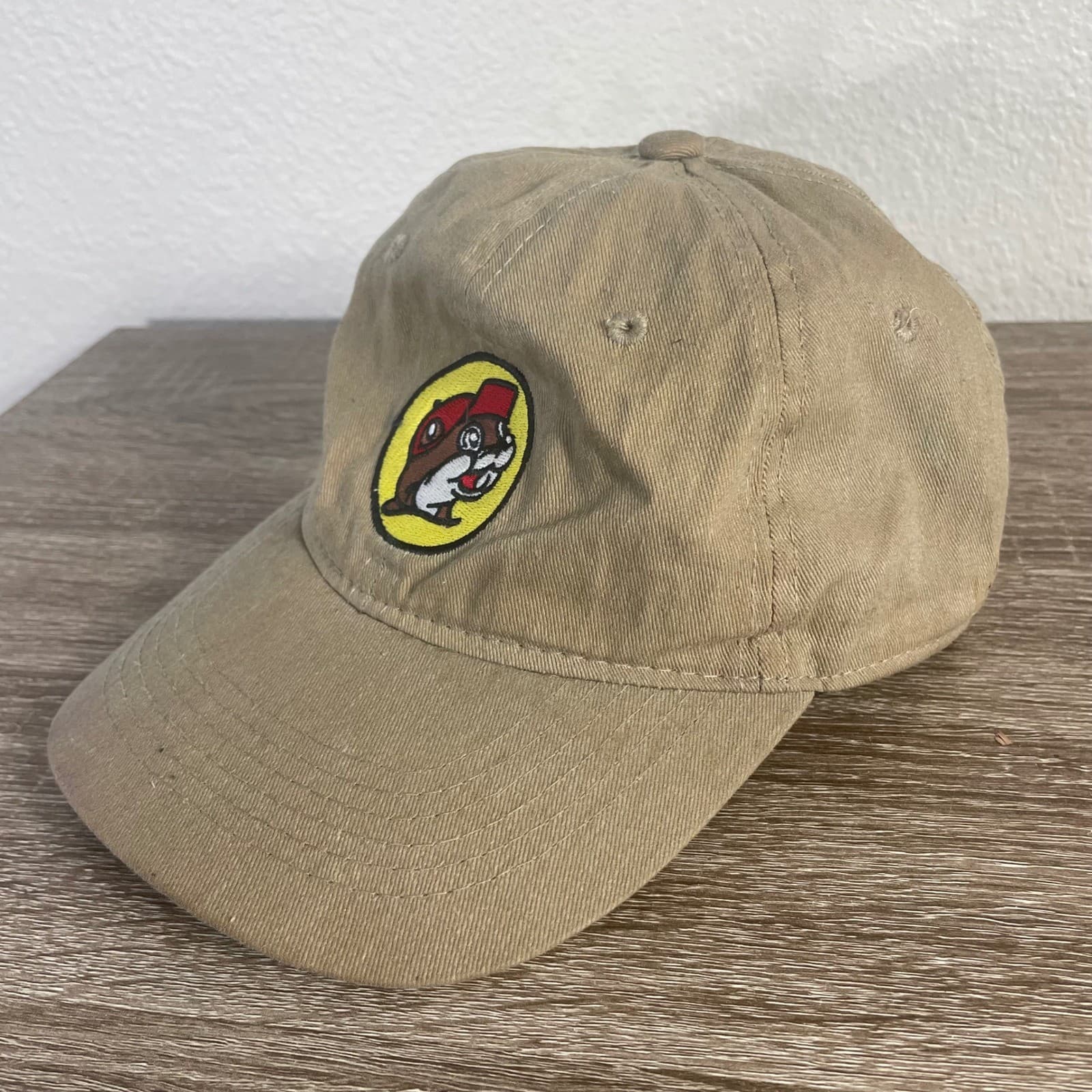 Buc-ees Beaver Logo Khaki Tan Adjustable Dad Hat Mens Baseball Cap Cotton Twill - Thumbnail 4