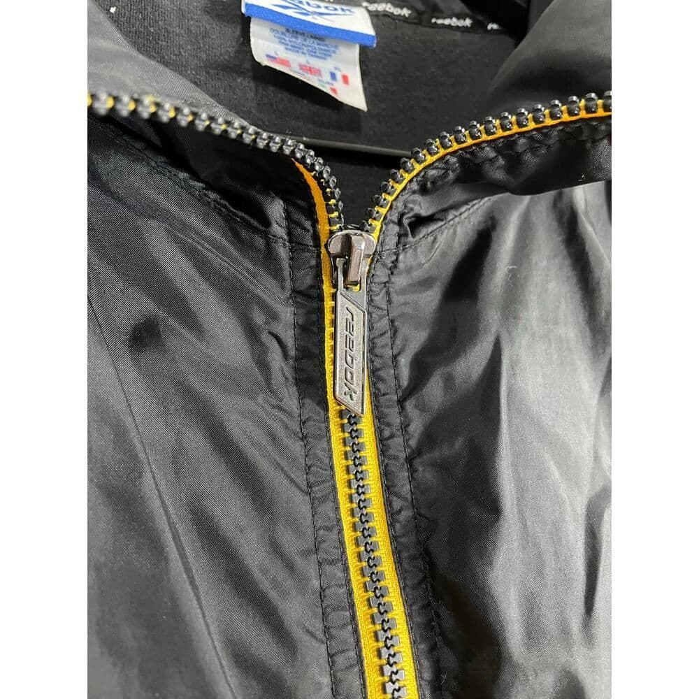 Vintage Reebok Black Yellow Full Zip Windbreaker Jacket L Nylon Sportswear Retro - Thumbnail 9