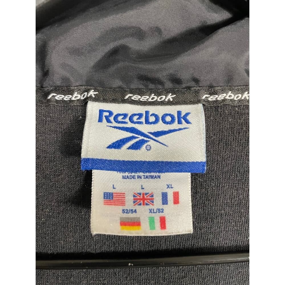 Vintage Reebok Black Yellow Full Zip Windbreaker Jacket L Nylon Sportswear Retro - Thumbnail 3