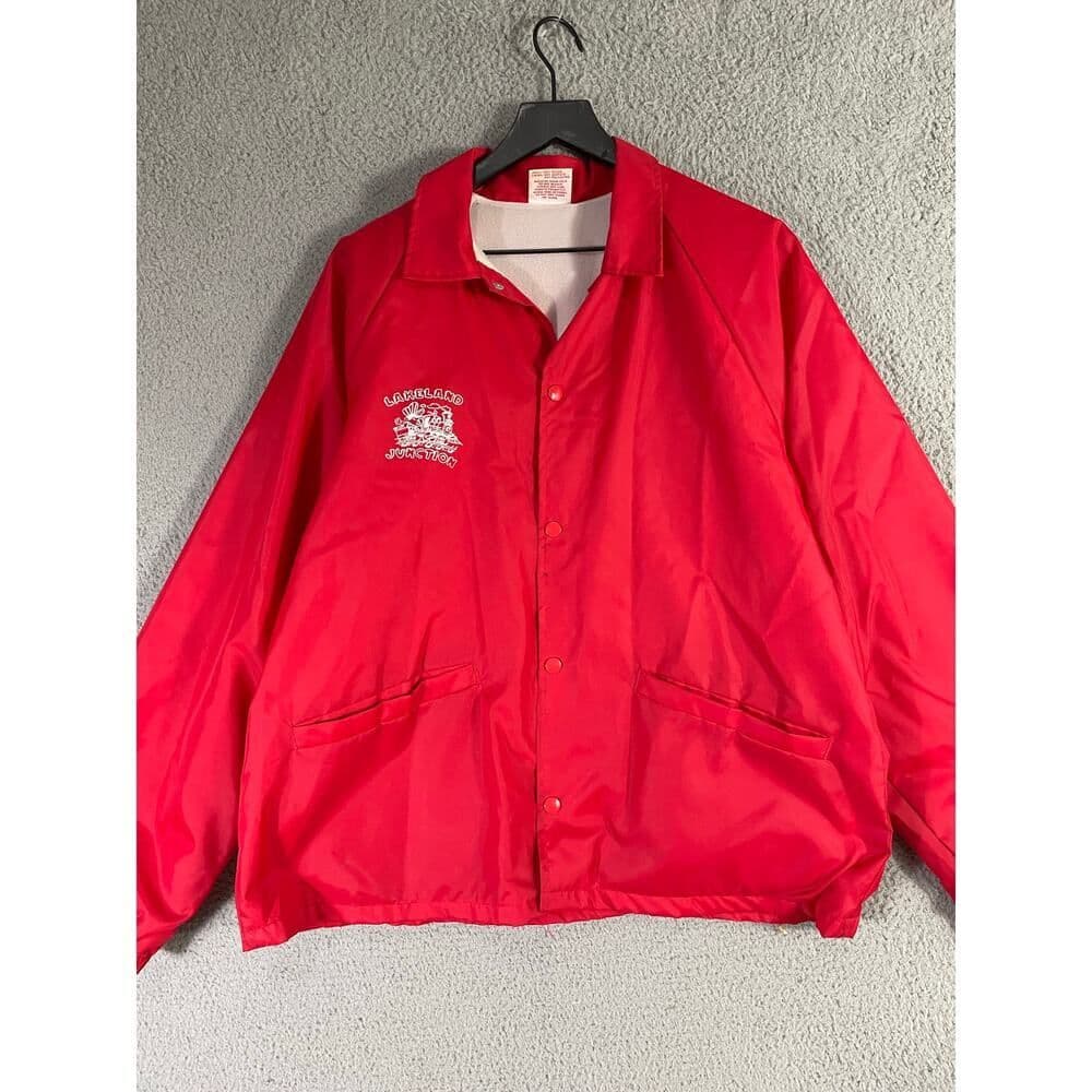 Vintage Cardinal Activewear Lakeland Junction Red Windbreaker Jacket USA Size L - Thumbnail 6