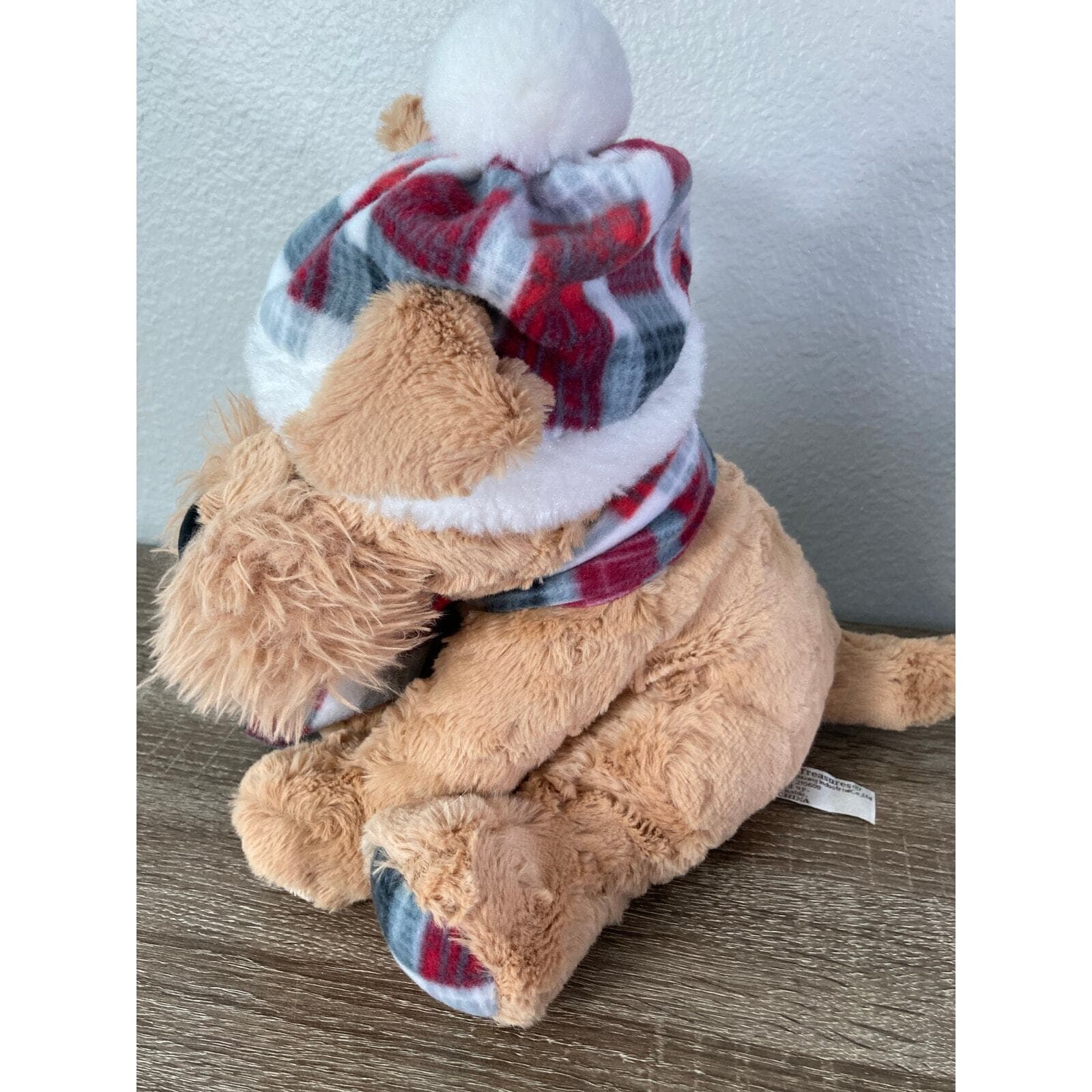 Gentle Treasures Dog Plush Winter Medium Brown with Plaid Hat & Scarf - Thumbnail 6