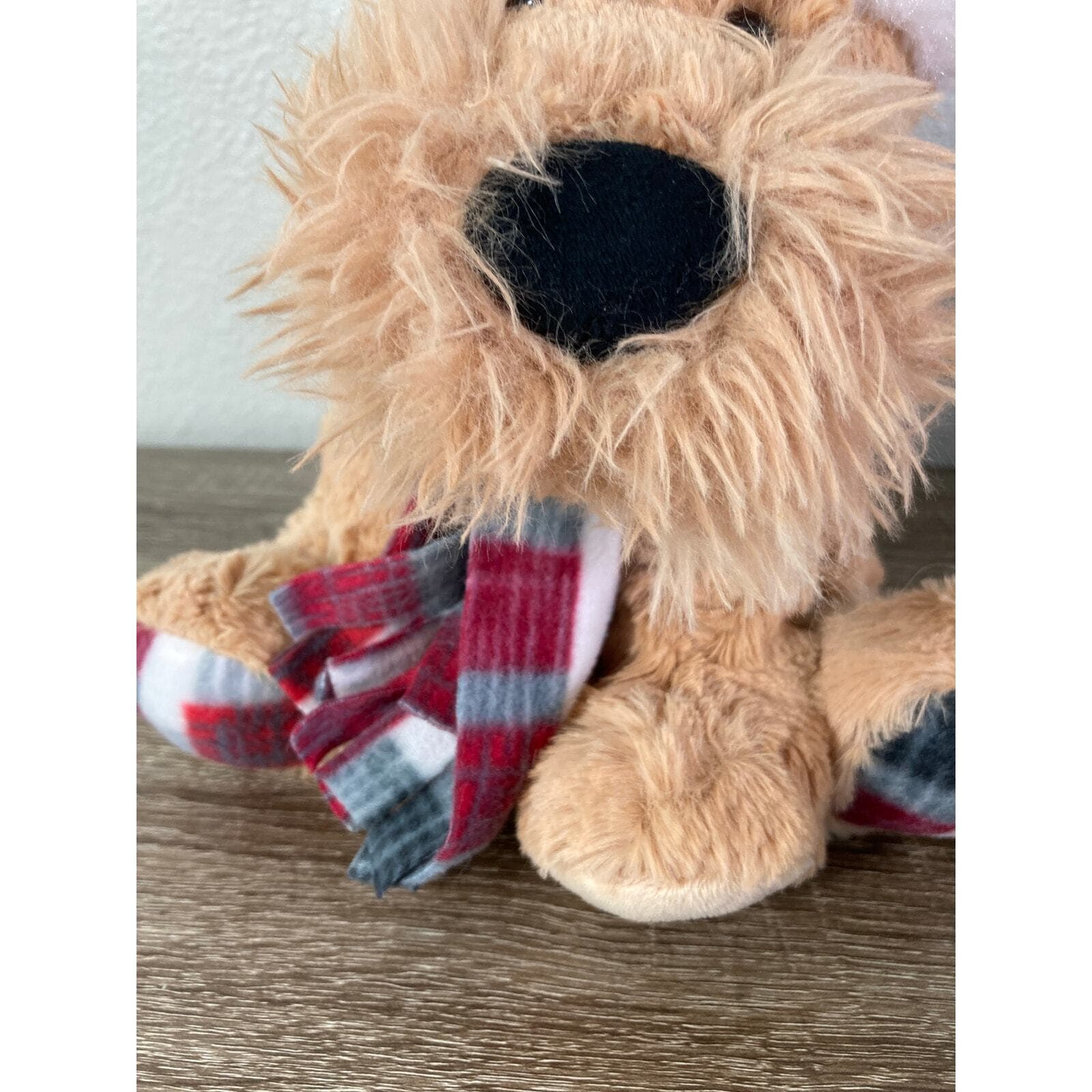 Gentle Treasures Dog Plush Winter Medium Brown with Plaid Hat & Scarf - Thumbnail 5