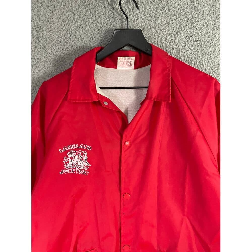 Vintage Cardinal Activewear Lakeland Junction Red Windbreaker Jacket USA Size L - Thumbnail 5