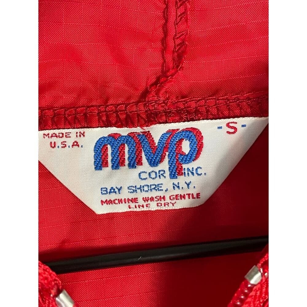 Vintage USS Halsey CG-23 Navy Windbreaker Jacket Mens S Red USA Made MVP - Thumbnail 3