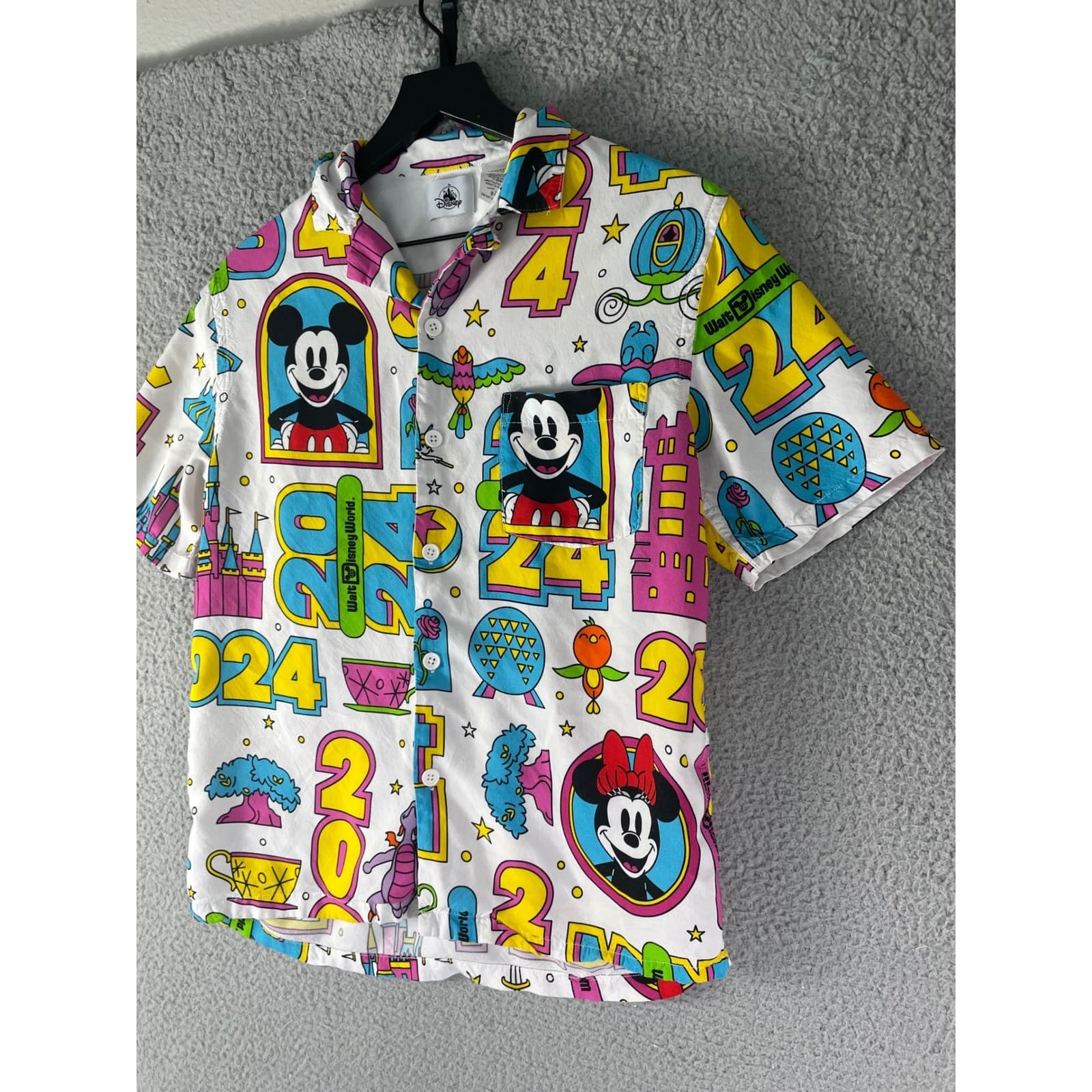 Disney Parks 2024 Mickey Minnie Button Shirt Womens Theme Park Graphic Top - Thumbnail 9