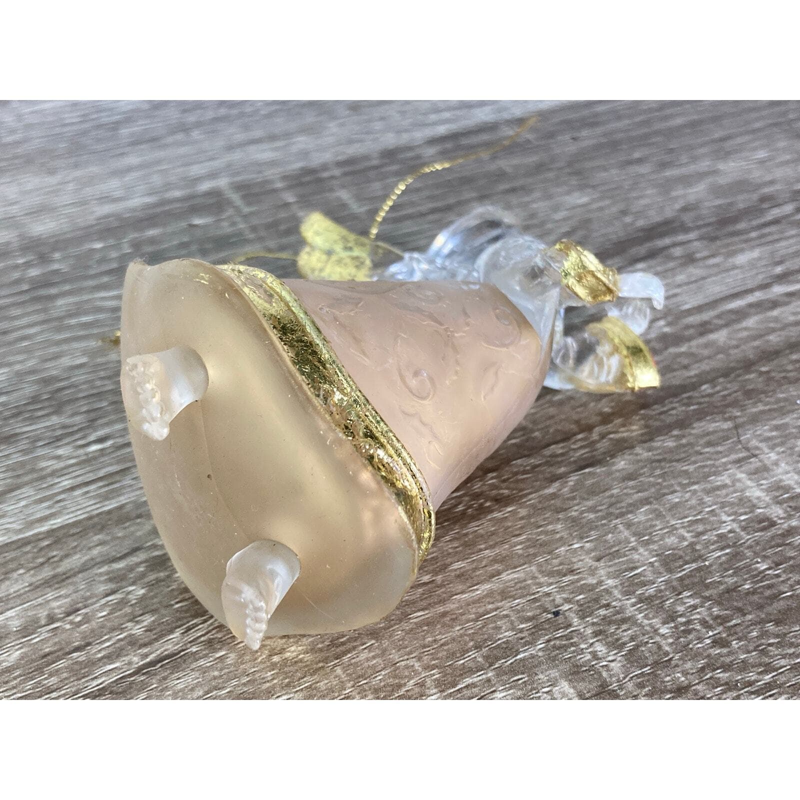 Vintage Clear Acrylic Angel Ornament with Gold Wings Christmas Decor - Thumbnail 2