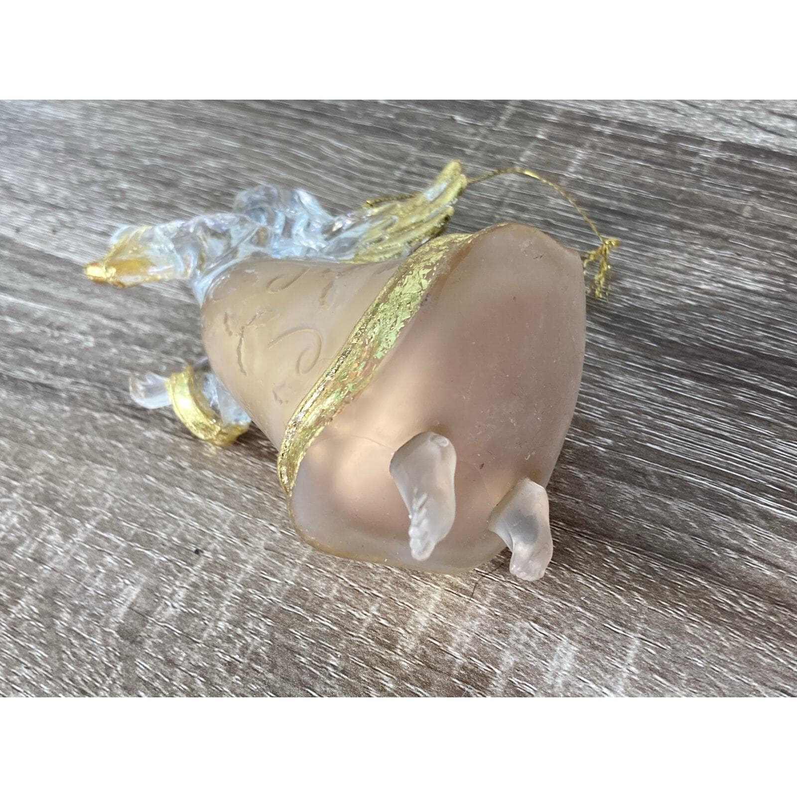Vintage Clear Acrylic Angel Ornament with Gold Wings Christmas Decor - Thumbnail 6
