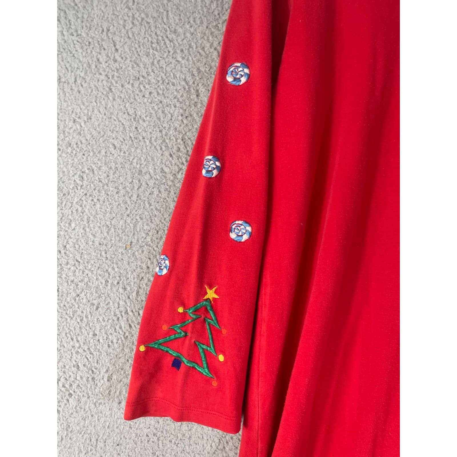 Vintage 90s Michael Simon Lite Christmas Maxi Dress XL Red Novelty Knit - Thumbnail 8