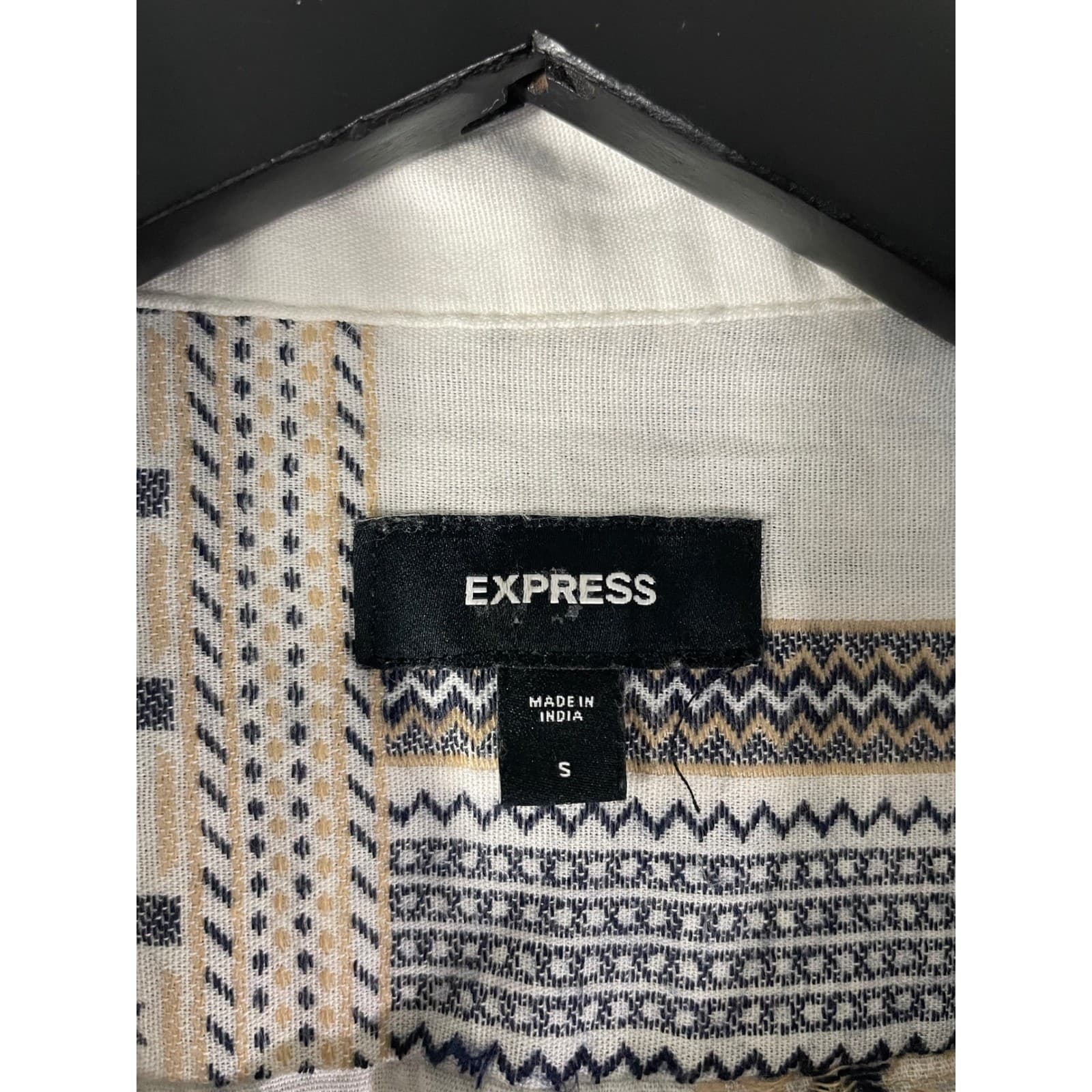 Express Mens Shirt Small Button Up Short Sleeve Pattern Casual - Thumbnail 2