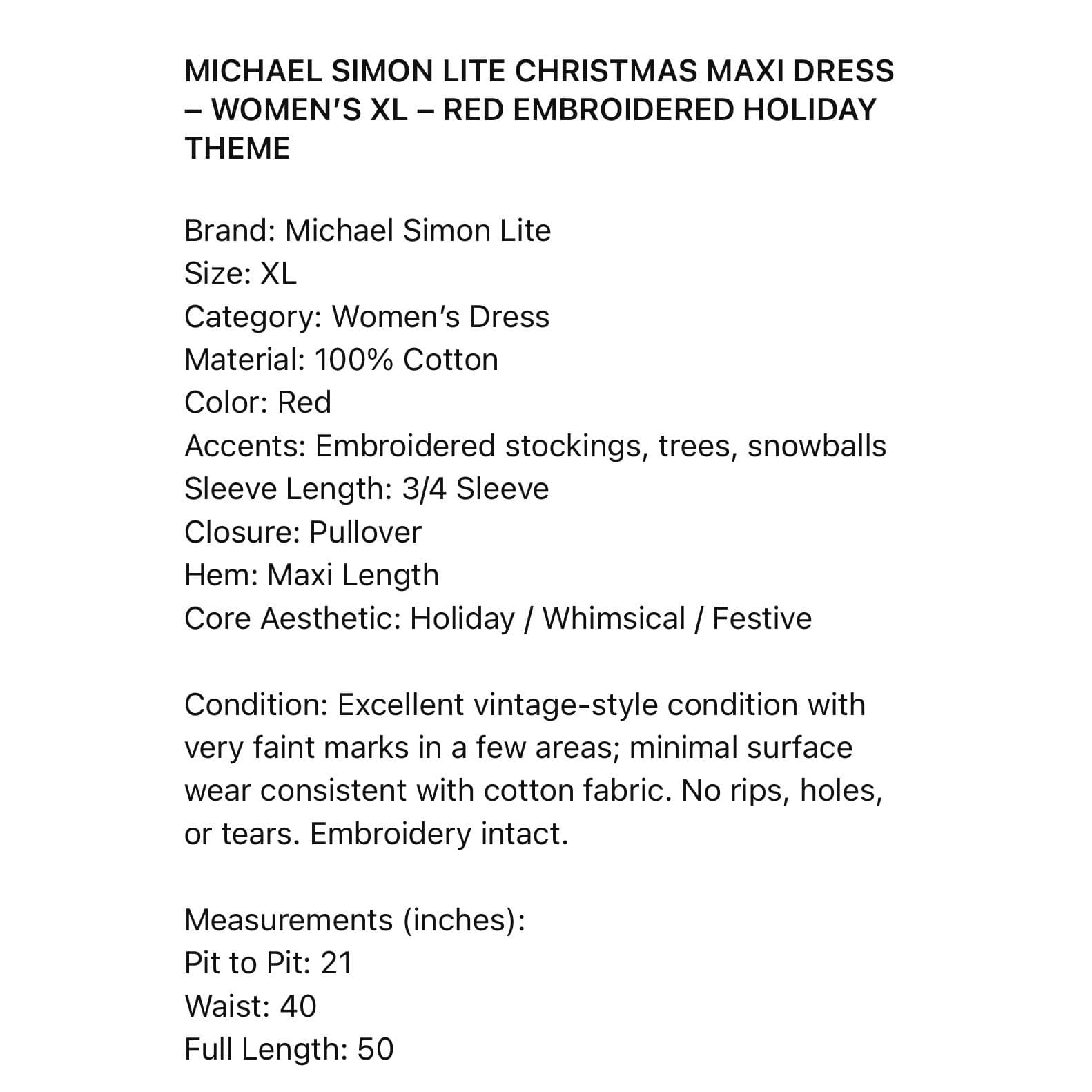 Vintage 90s Michael Simon Lite Christmas Maxi Dress XL Red Novelty Knit - Thumbnail 2