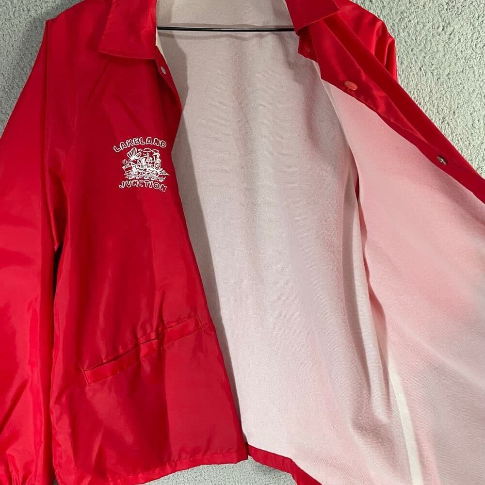 Vintage Cardinal Activewear Lakeland Junction Red Windbreaker Jacket USA Size L - Thumbnail 10