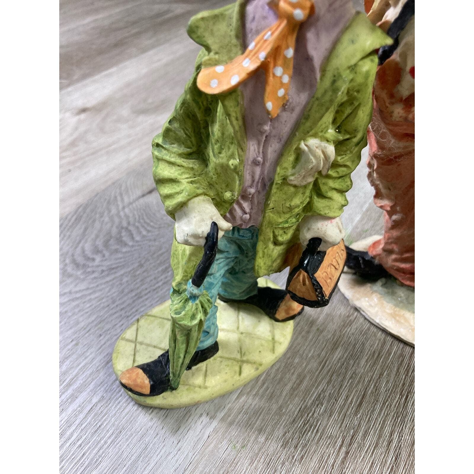 Vintage Herme Hobo Clown Figurines Pair 10.75" Playing Horn & Banker Figure - Thumbnail 8